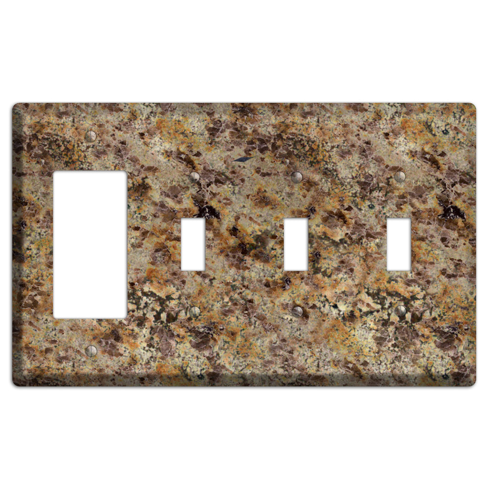 Golden Crystal Granite Rocker / 3 Toggle Wallplate