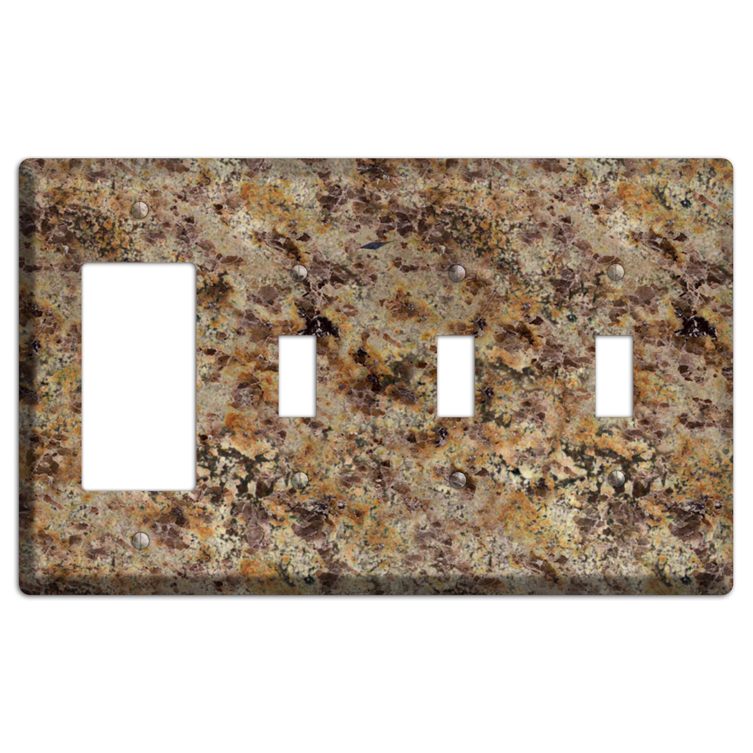 Golden Crystal Granite Rocker / 3 Toggle Wallplate