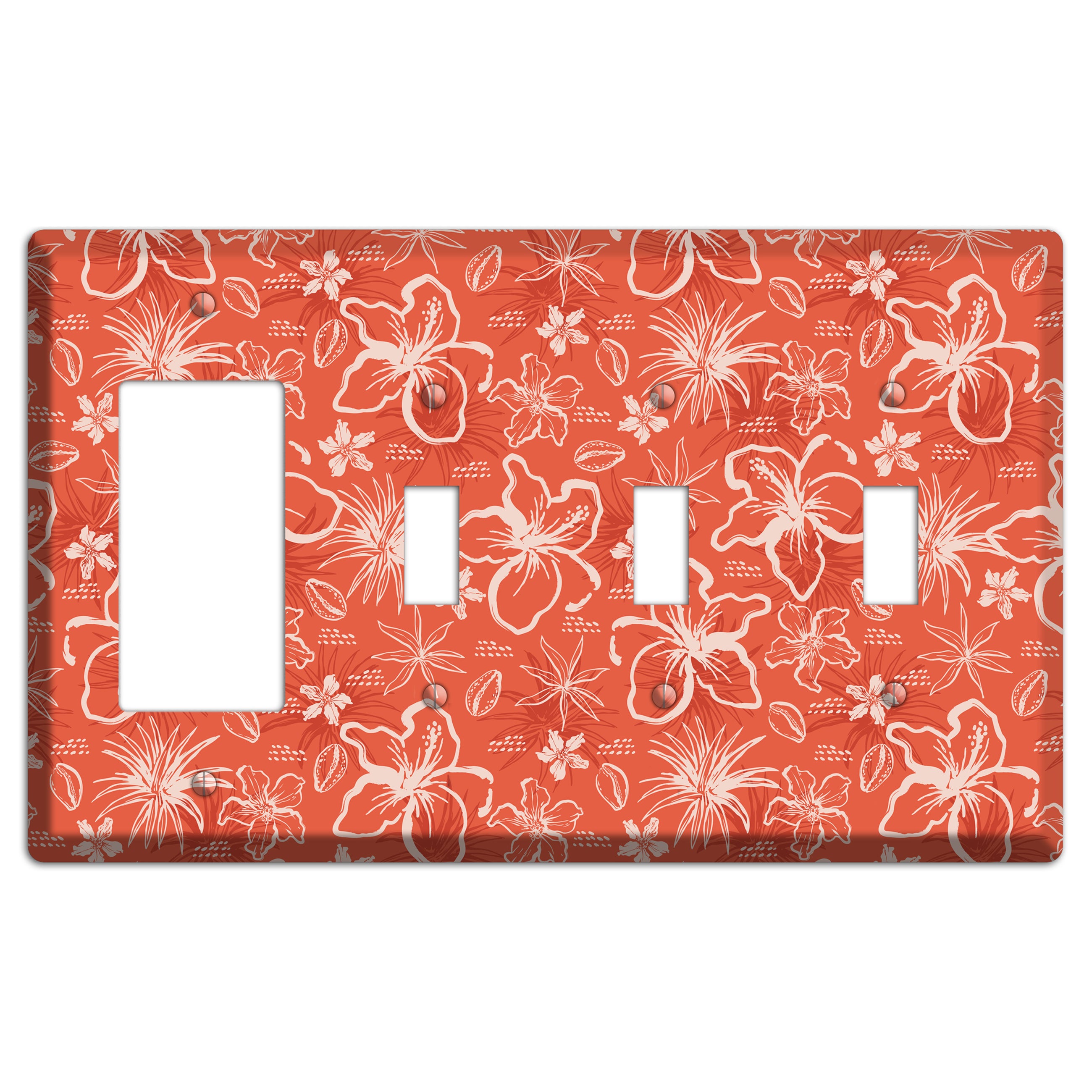 Coral Hibiscus Reverie Rocker / 3 Toggle Wallplate