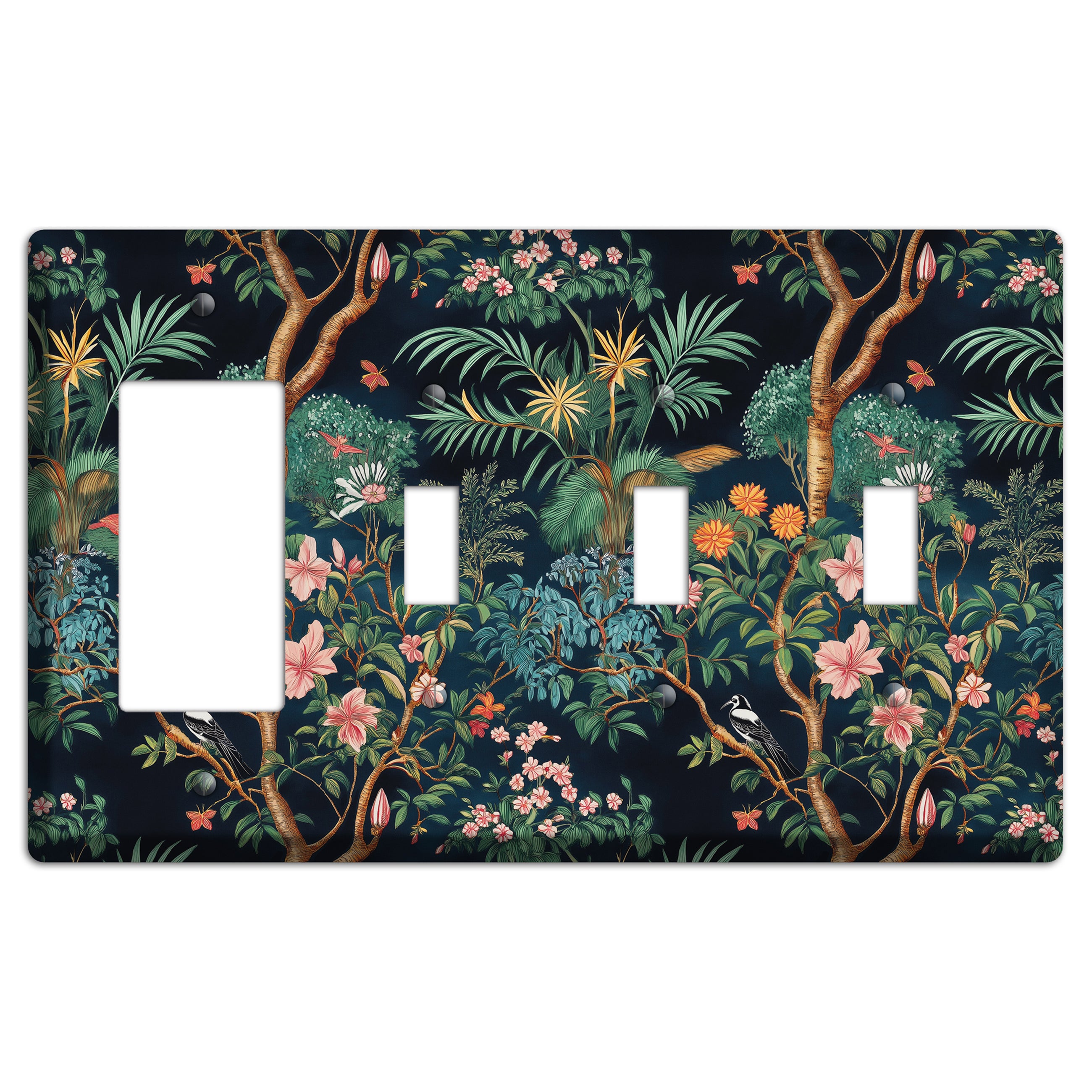 Jungle Nocturne Rocker / 3 Toggle Wallplate