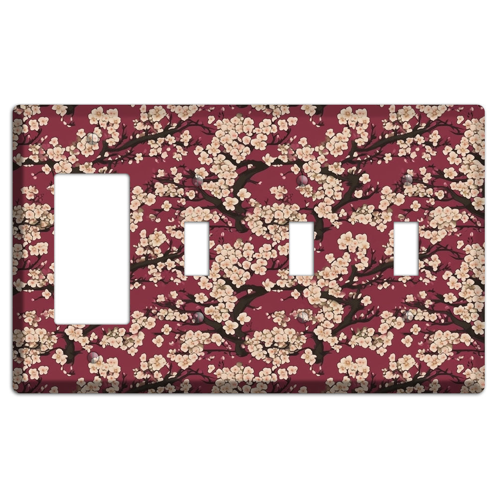 Crimson Plum Drift Rocker / 3 Toggle Wallplate