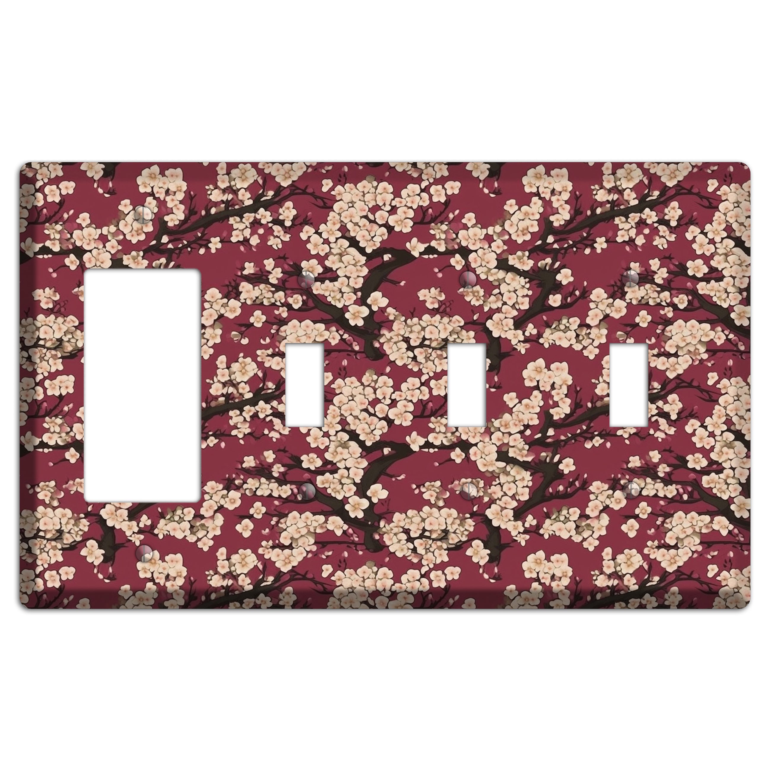 Crimson Plum Drift Rocker / 3 Toggle Wallplate