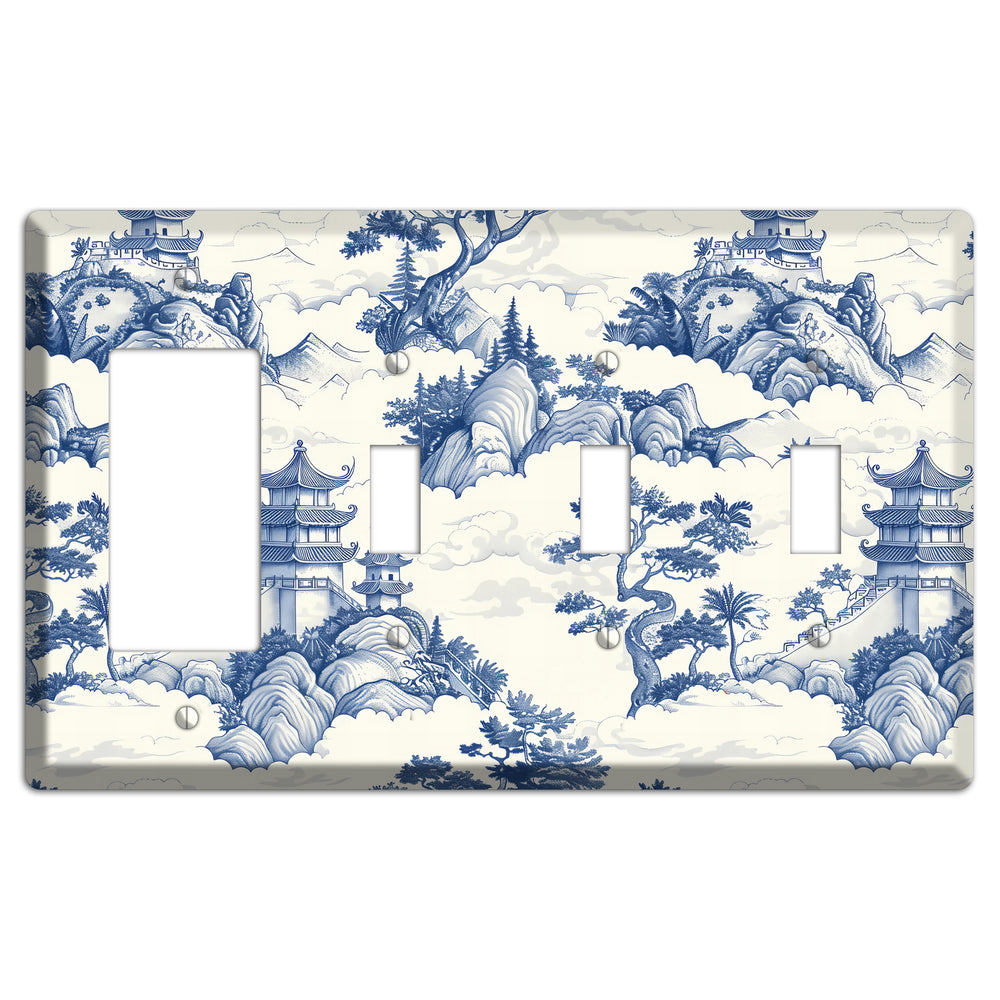 Celestial Pagoda Mist Rocker / 3 Toggle Wallplate