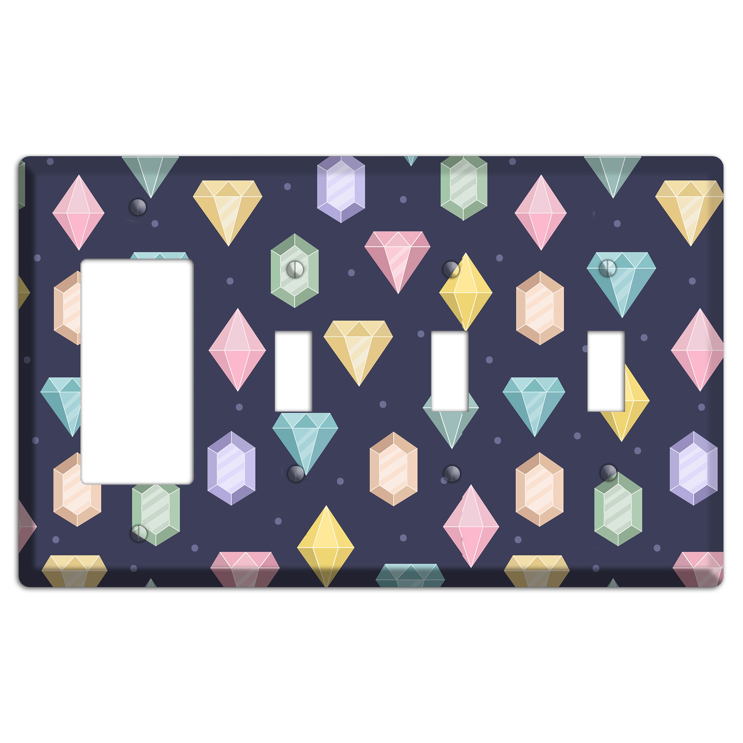 Sparkle Gems Rocker / 3 Toggle Wallplate