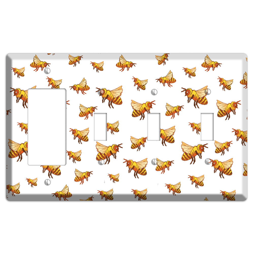 Golden Swarm Dance Rocker / 3 Toggle Wallplate