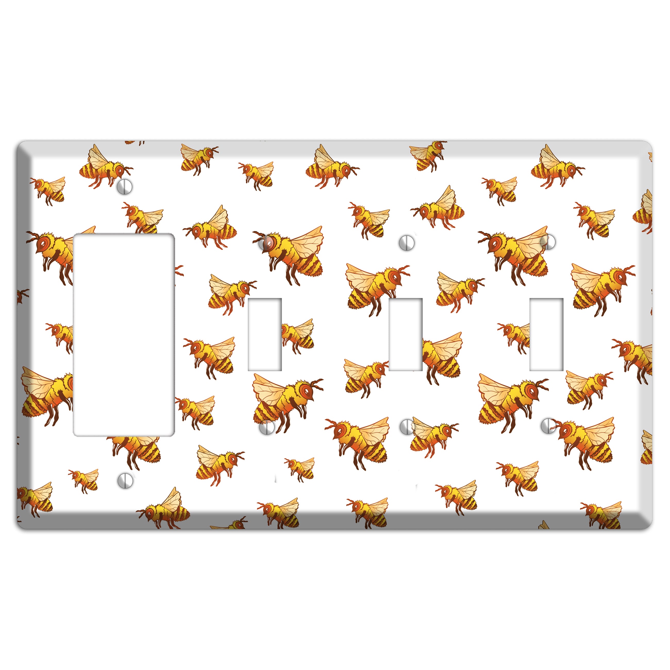 Golden Swarm Dance Rocker / 3 Toggle Wallplate