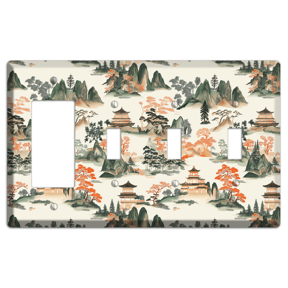 Peaks & Pagodas Rocker / 3 Toggle Wallplate