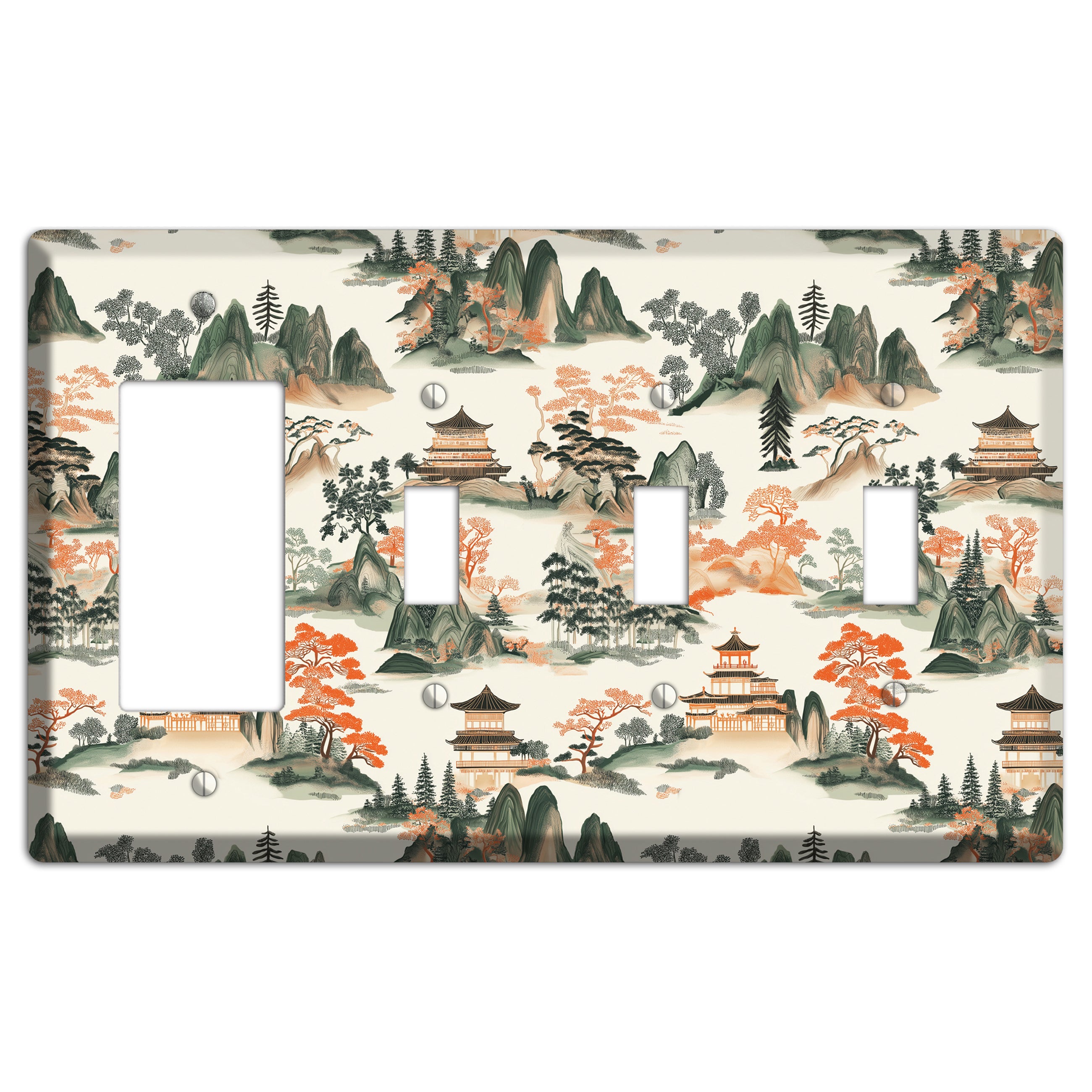 Peaks & Pagodas Rocker / 3 Toggle Wallplate