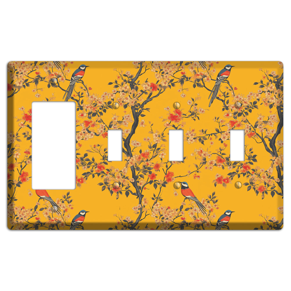Blossom & Plume Rocker / 3 Toggle Wallplate