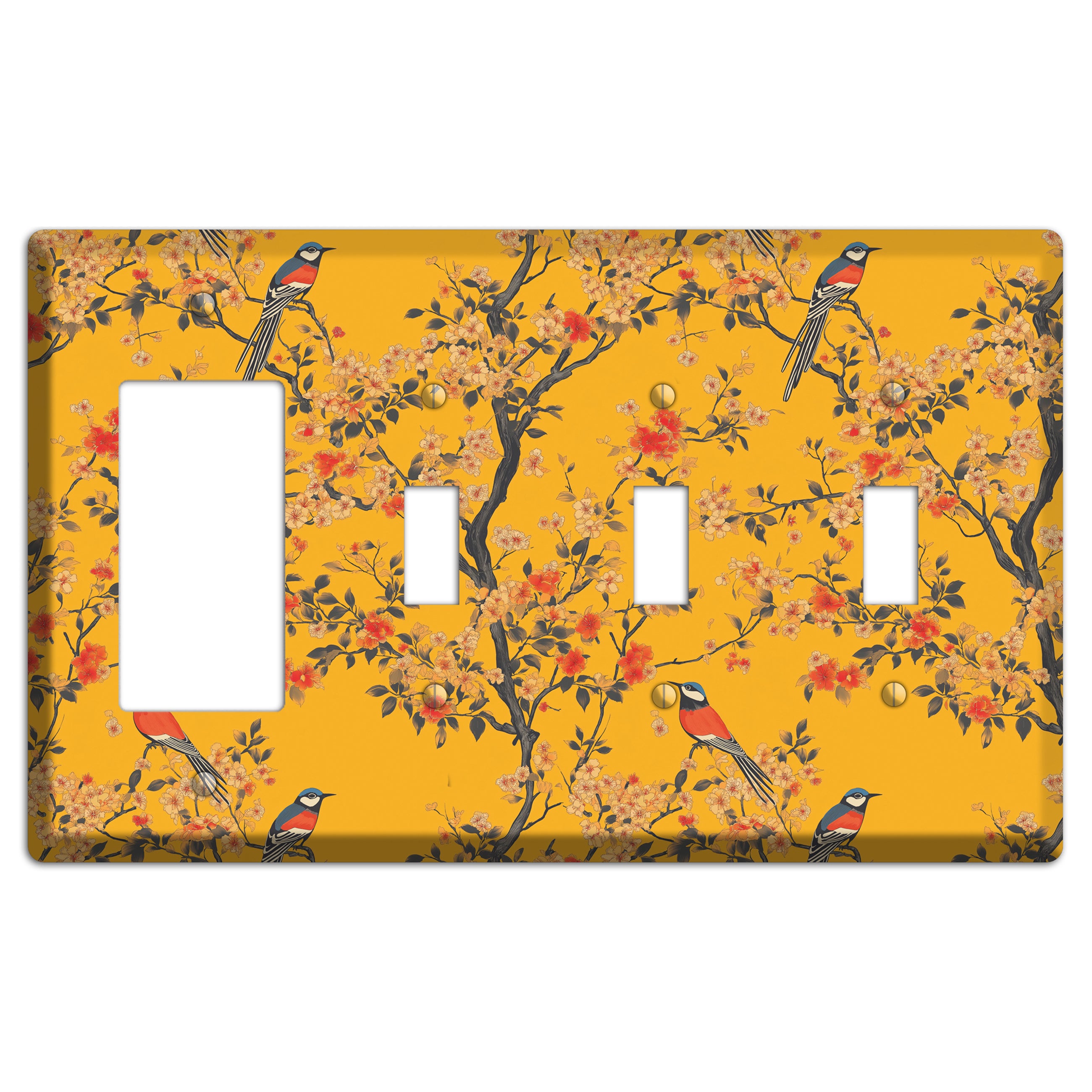 Blossom & Plume Rocker / 3 Toggle Wallplate