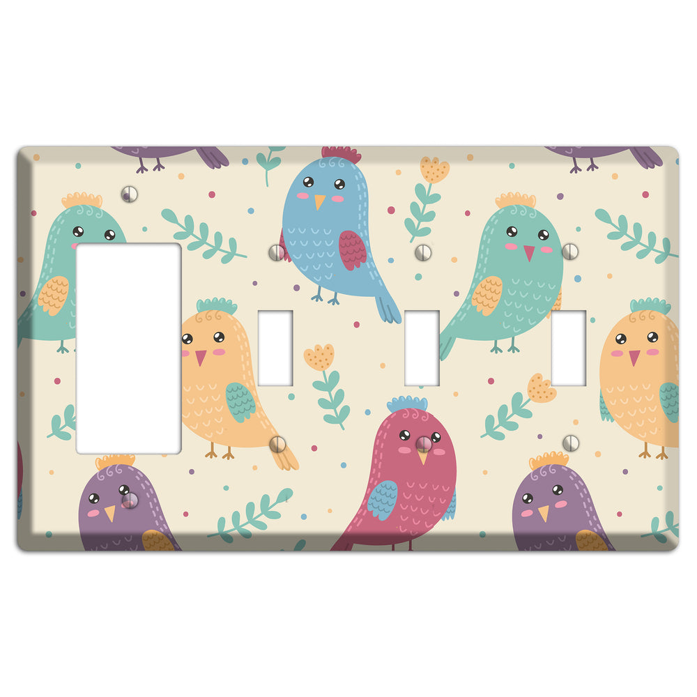 Jungle Giggles (Light) Rocker / 3 Toggle Wallplate