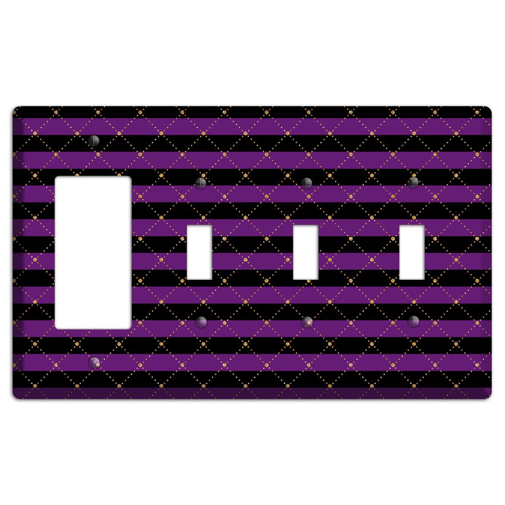 Striped Harlequin Glow Rocker / 3 Toggle Wallplate