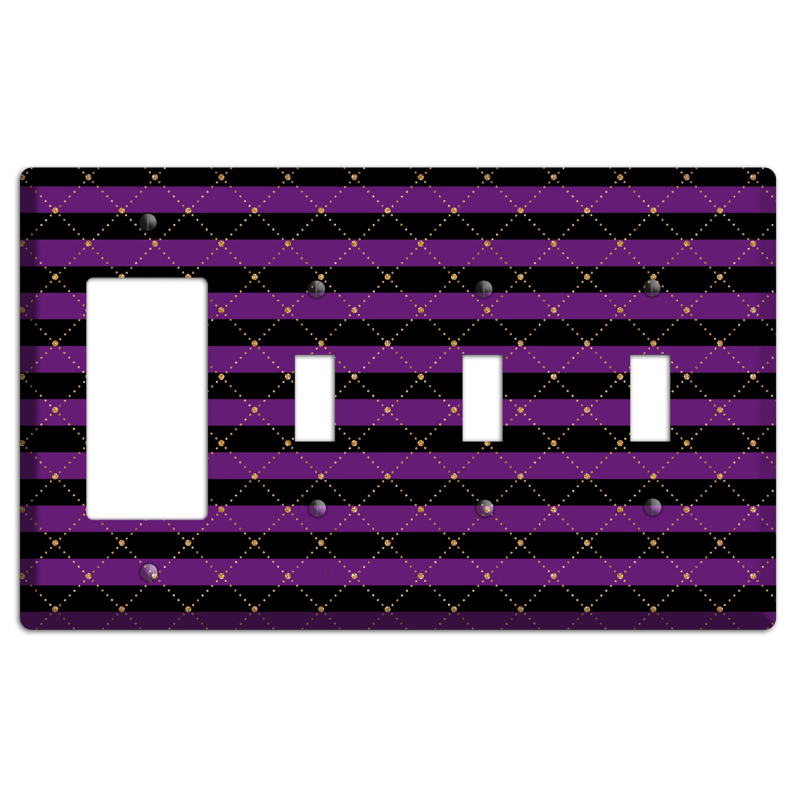 Striped Harlequin Glow Rocker / 3 Toggle Wallplate