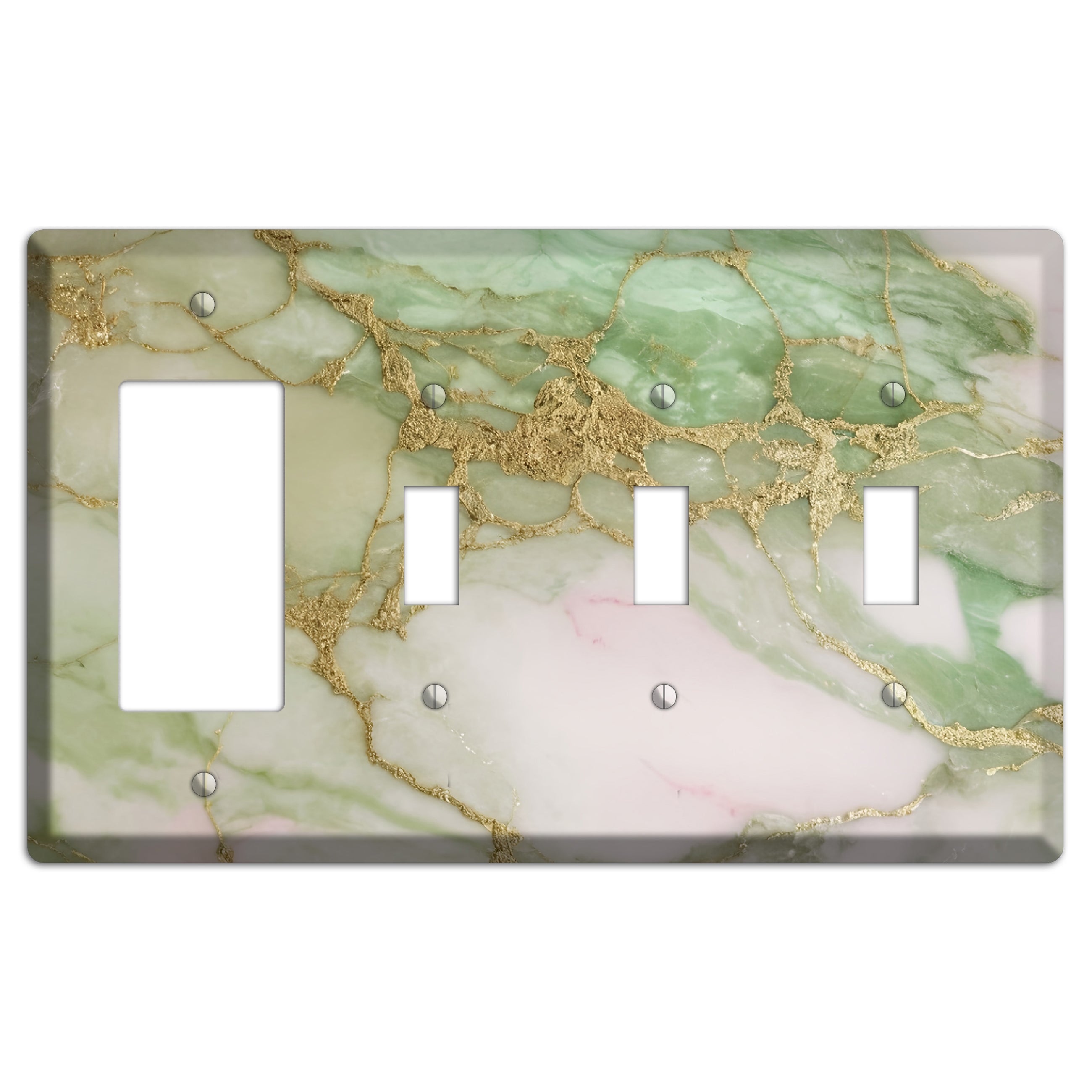 Swamp Green Marble Rocker / 3 Toggle Wallplate
