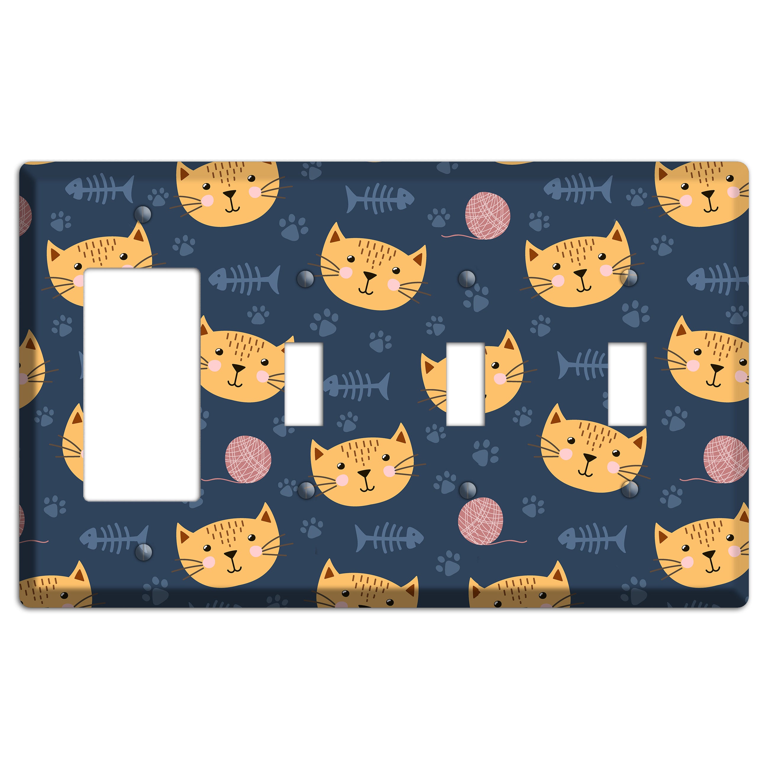 Cat Nap Parade Rocker / 3 Toggle Wallplate