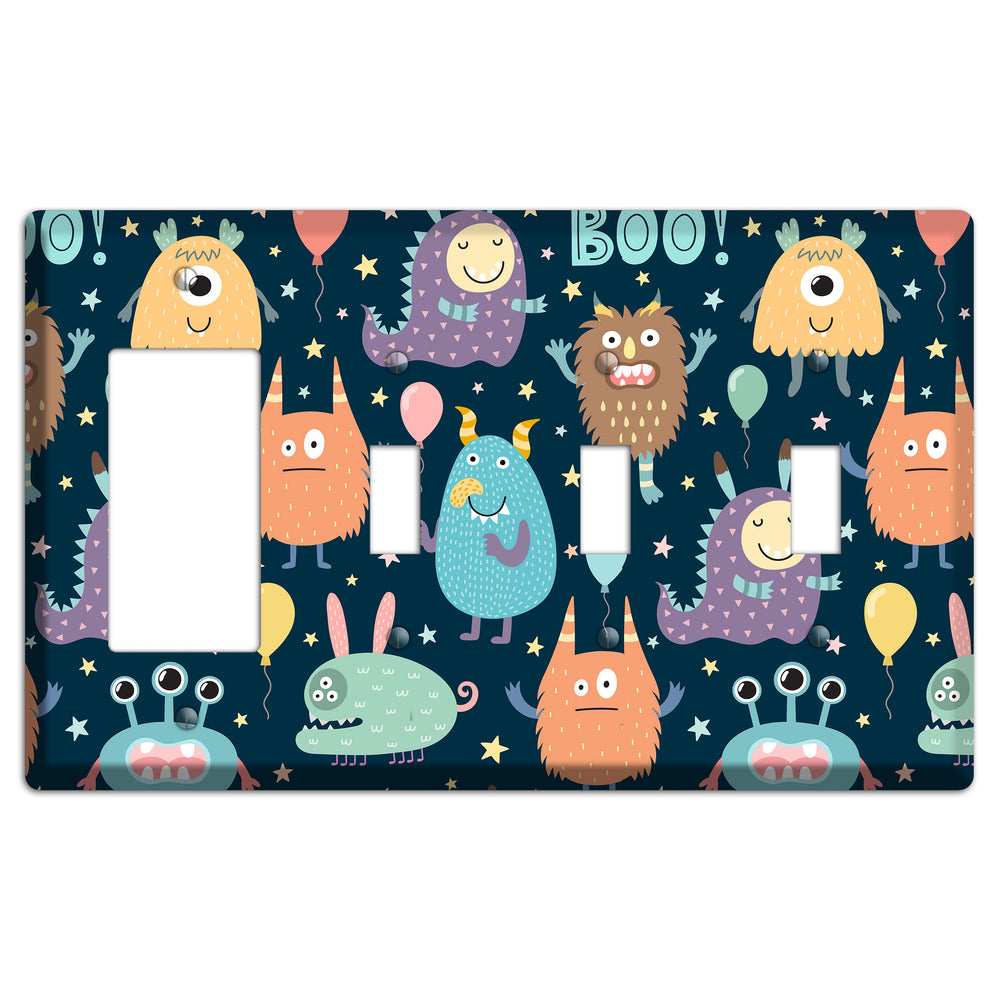 Monster Parade (Navy) Rocker / 3 Toggle Wallplate