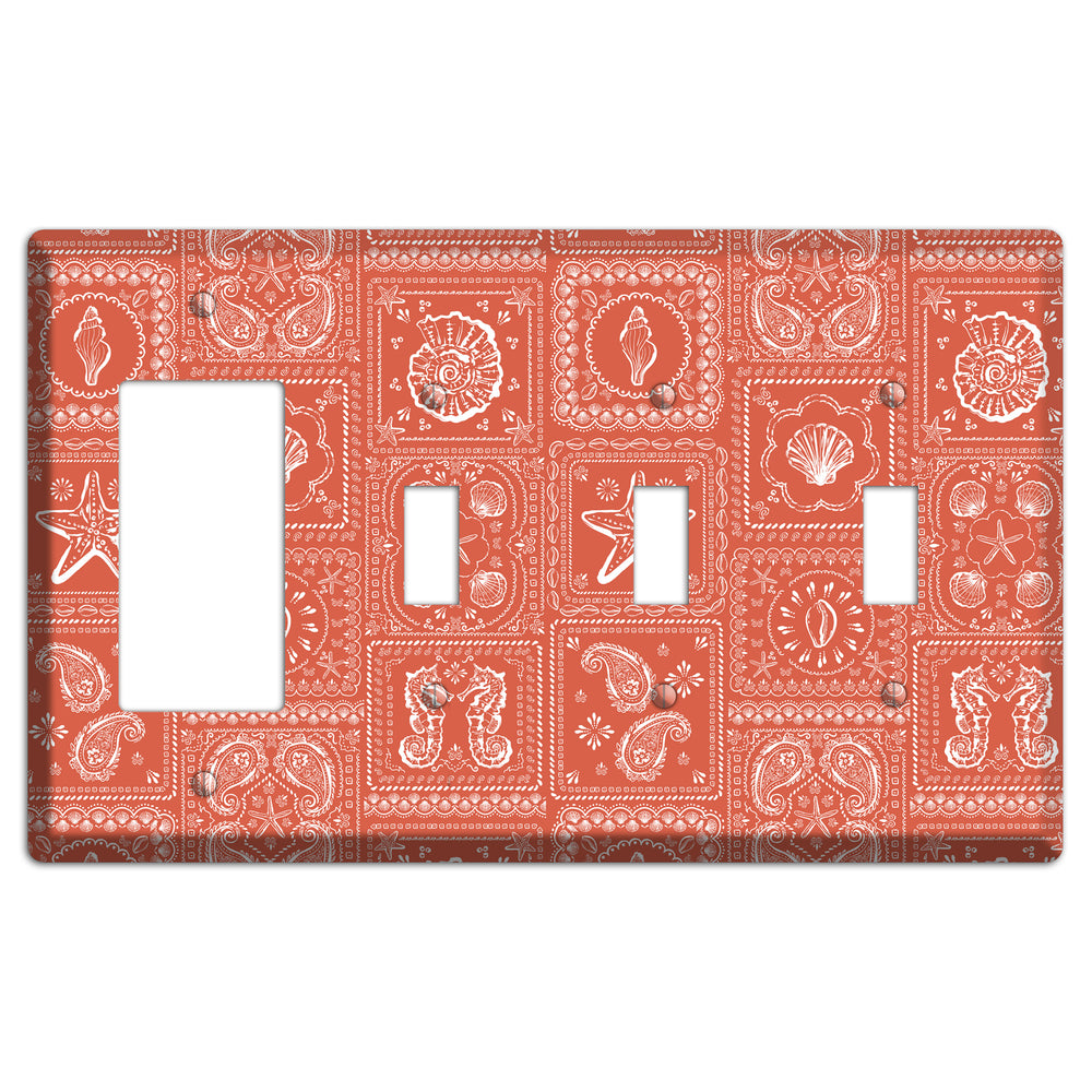 Terracotta Shell Patchwork Rocker / 3 Toggle Wallplate