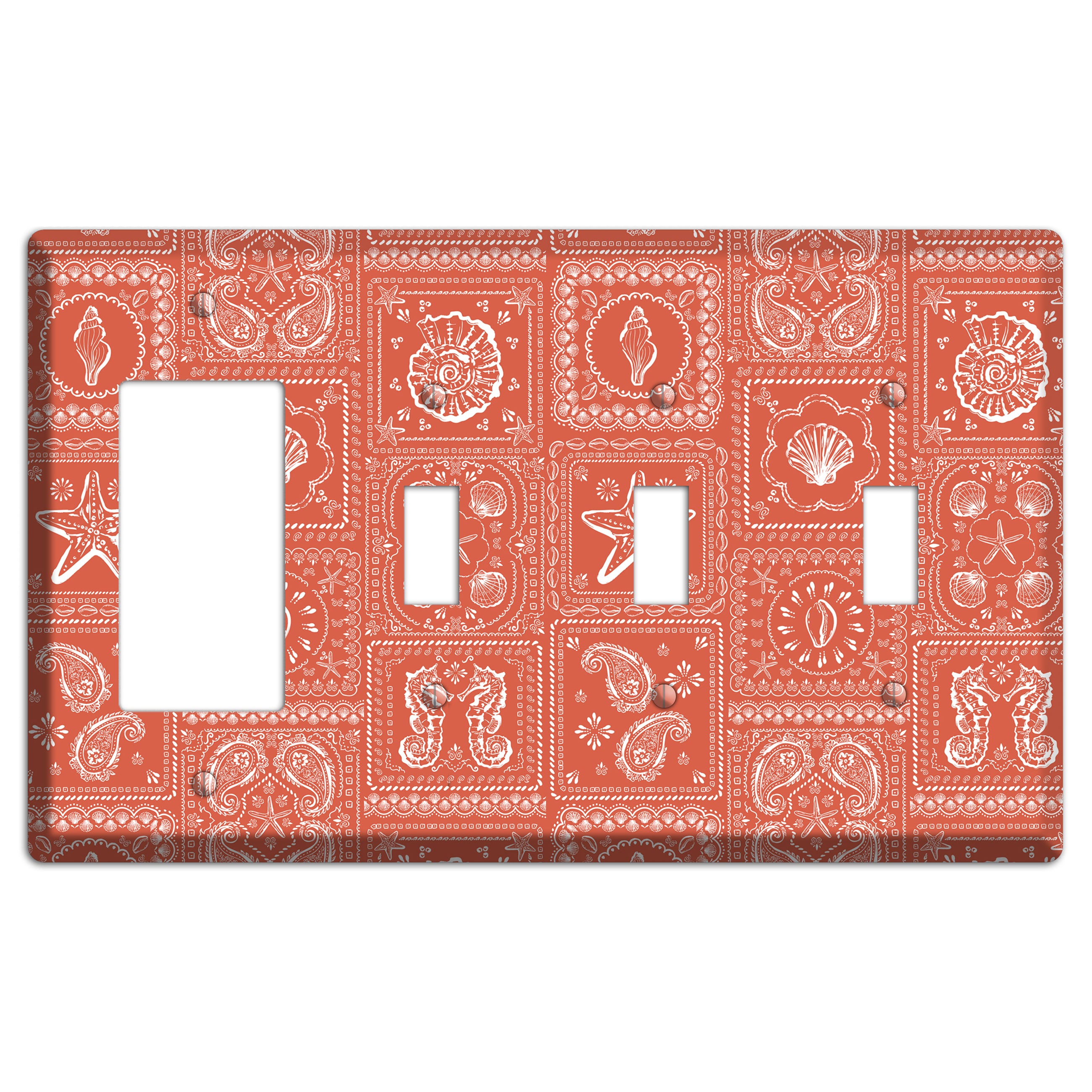 Terracotta Shell Patchwork Rocker / 3 Toggle Wallplate