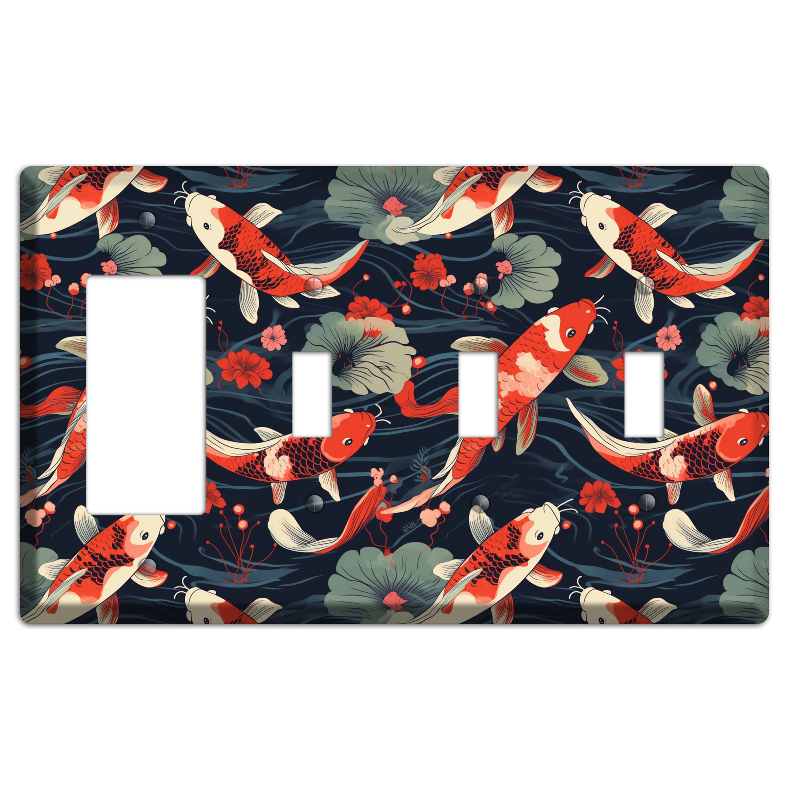 Koi Drift Dance Rocker / 3 Toggle Wallplate