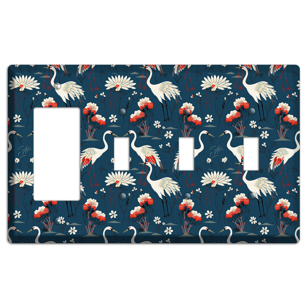 Sapphire Crane Meadow Rocker / 3 Toggle Wallplate