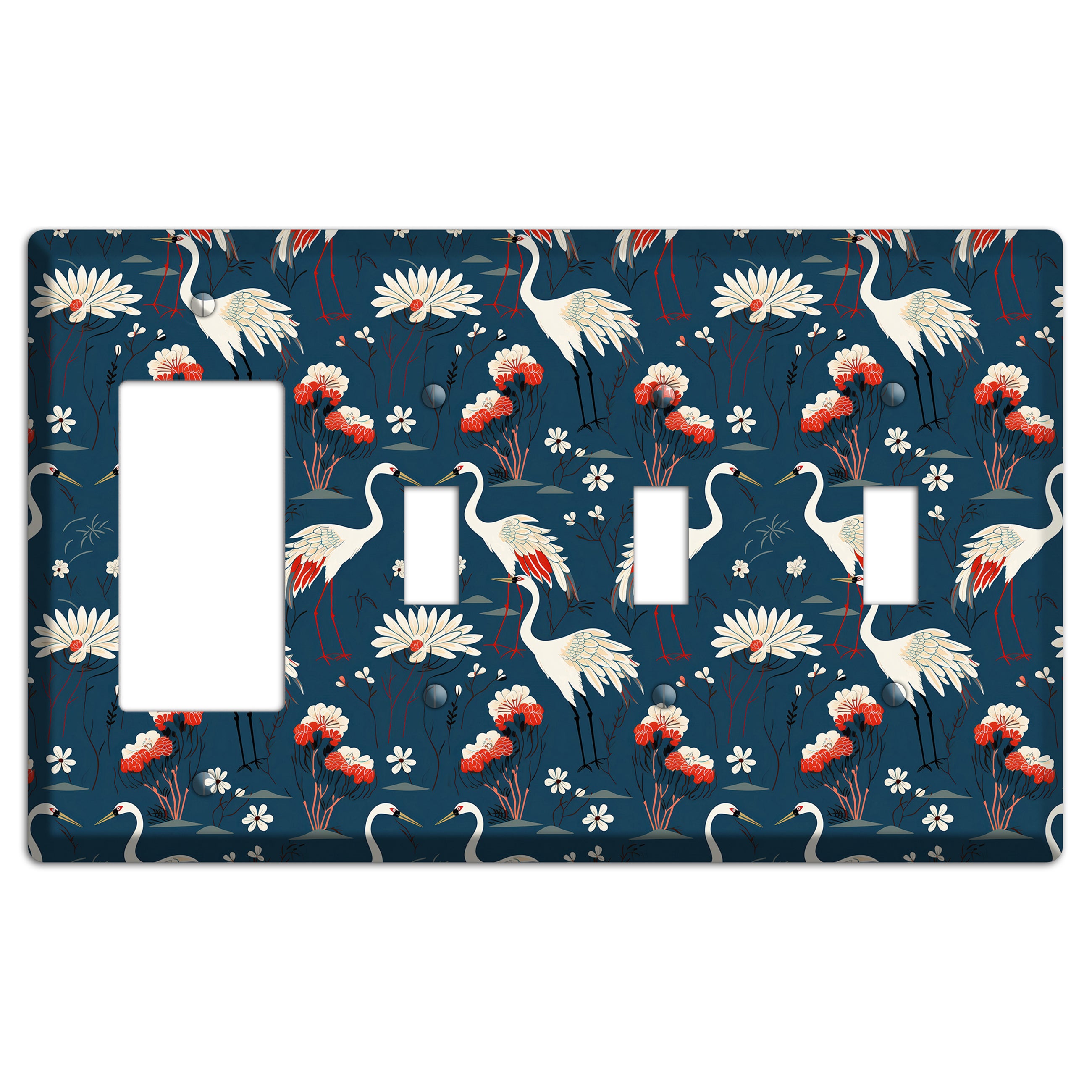 Sapphire Crane Meadow Rocker / 3 Toggle Wallplate