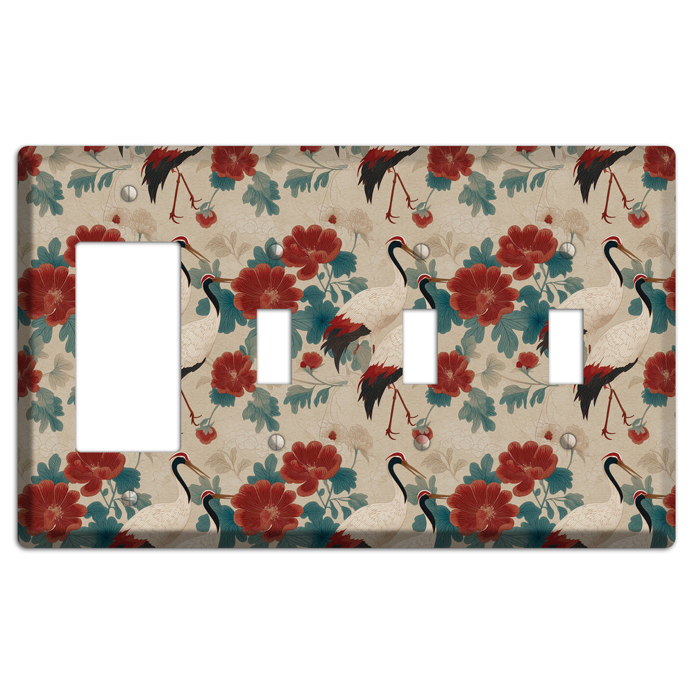Rust Peony Passage Rocker / 3 Toggle Wallplate