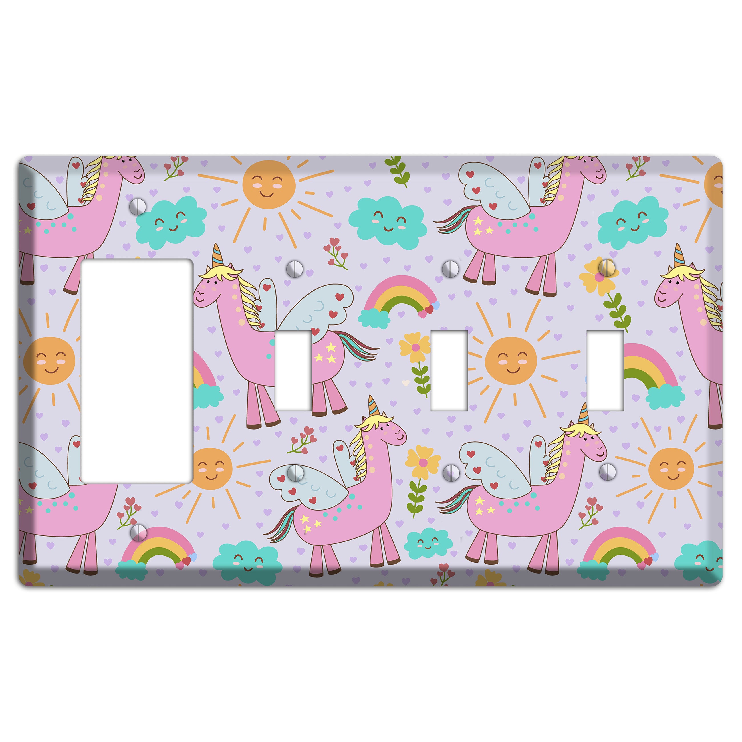 Magic Meadow (Lavender) Rocker / 3 Toggle Wallplate