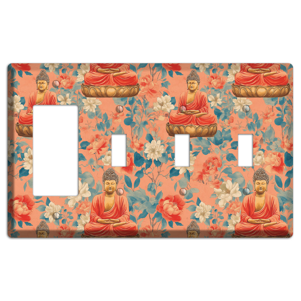 Lotus & Coral Rocker / 3 Toggle Wallplate