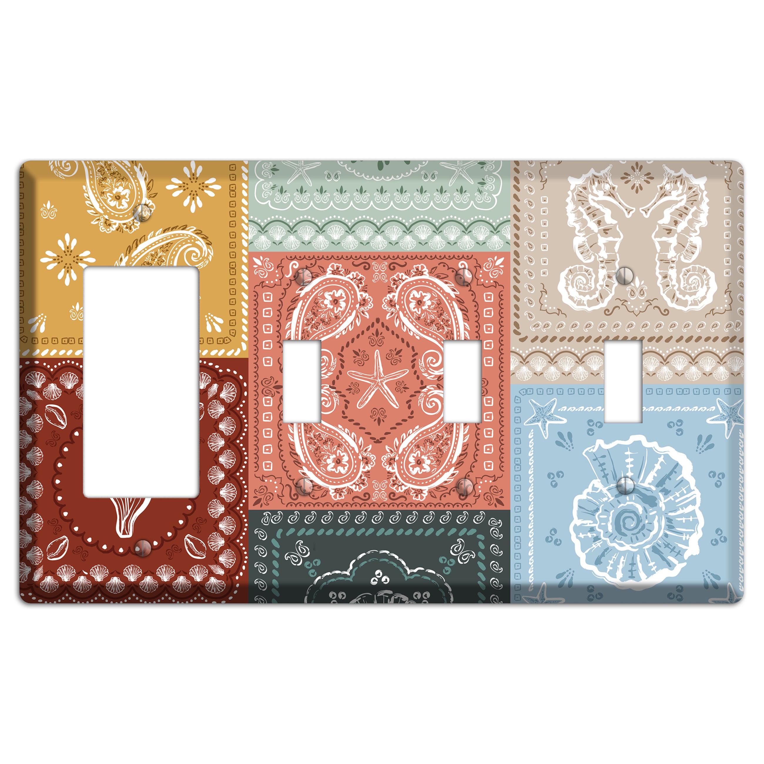 Patchwork Shore Reverie Rocker / 3 Toggle Wallplate
