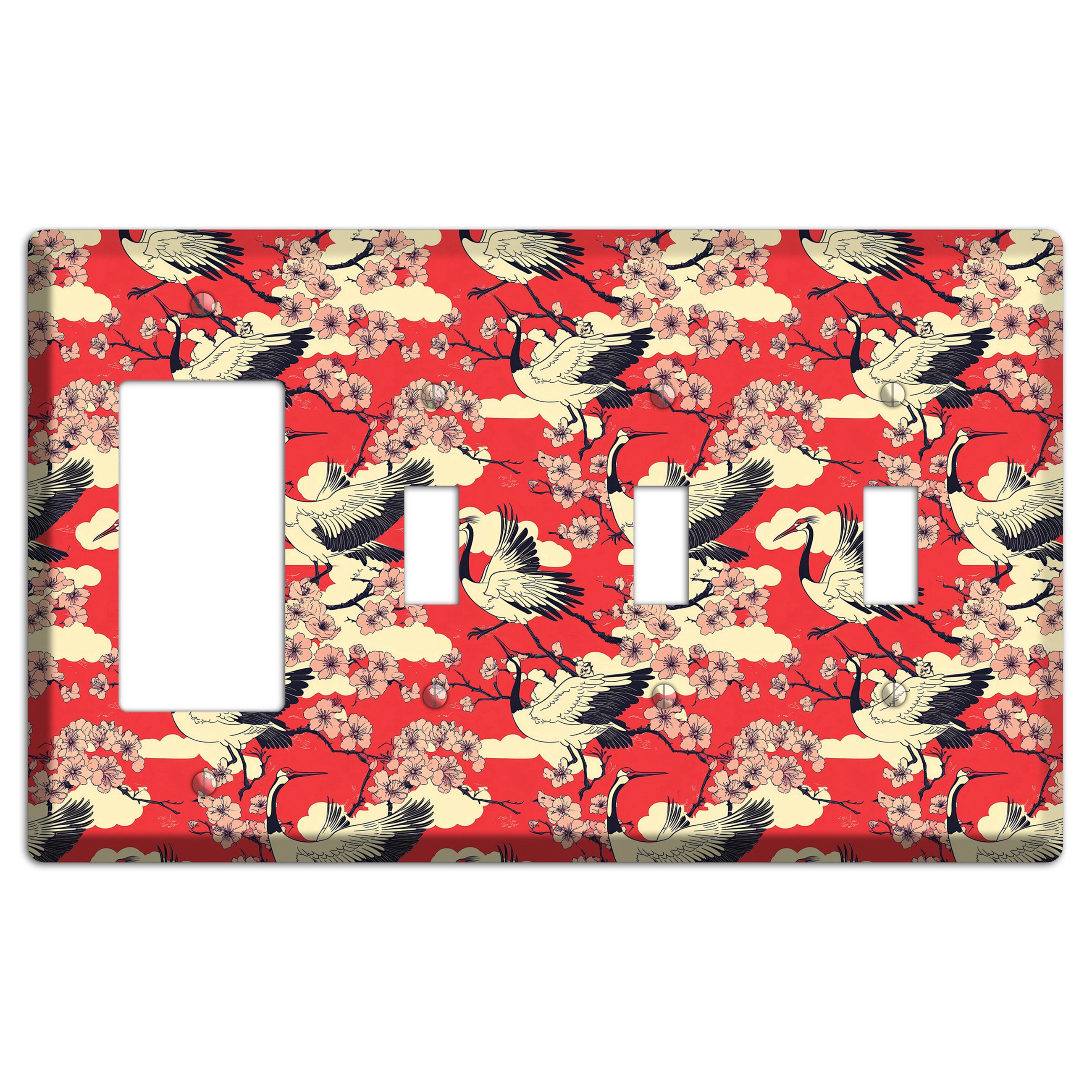Crimson Blossom Ascent Rocker / 3 Toggle Wallplate