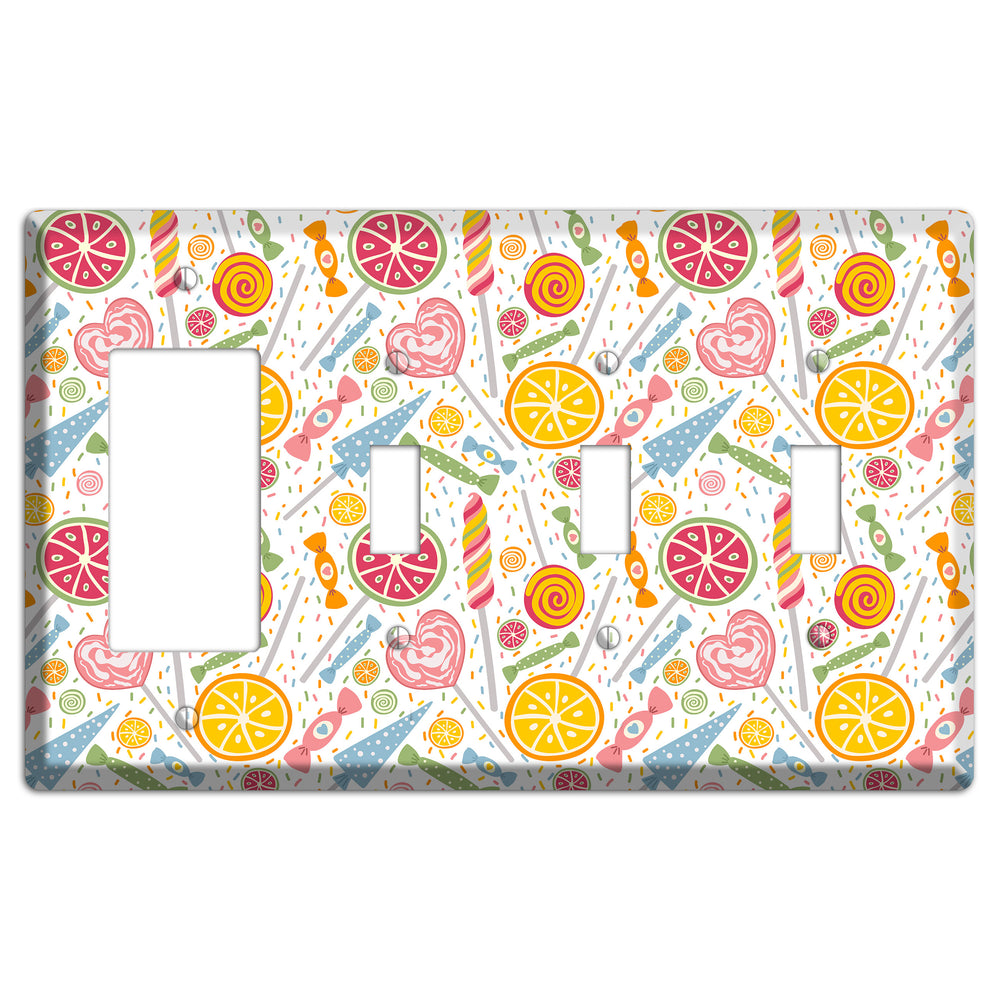 Candy Carnival (White) Rocker / 3 Toggle Wallplate
