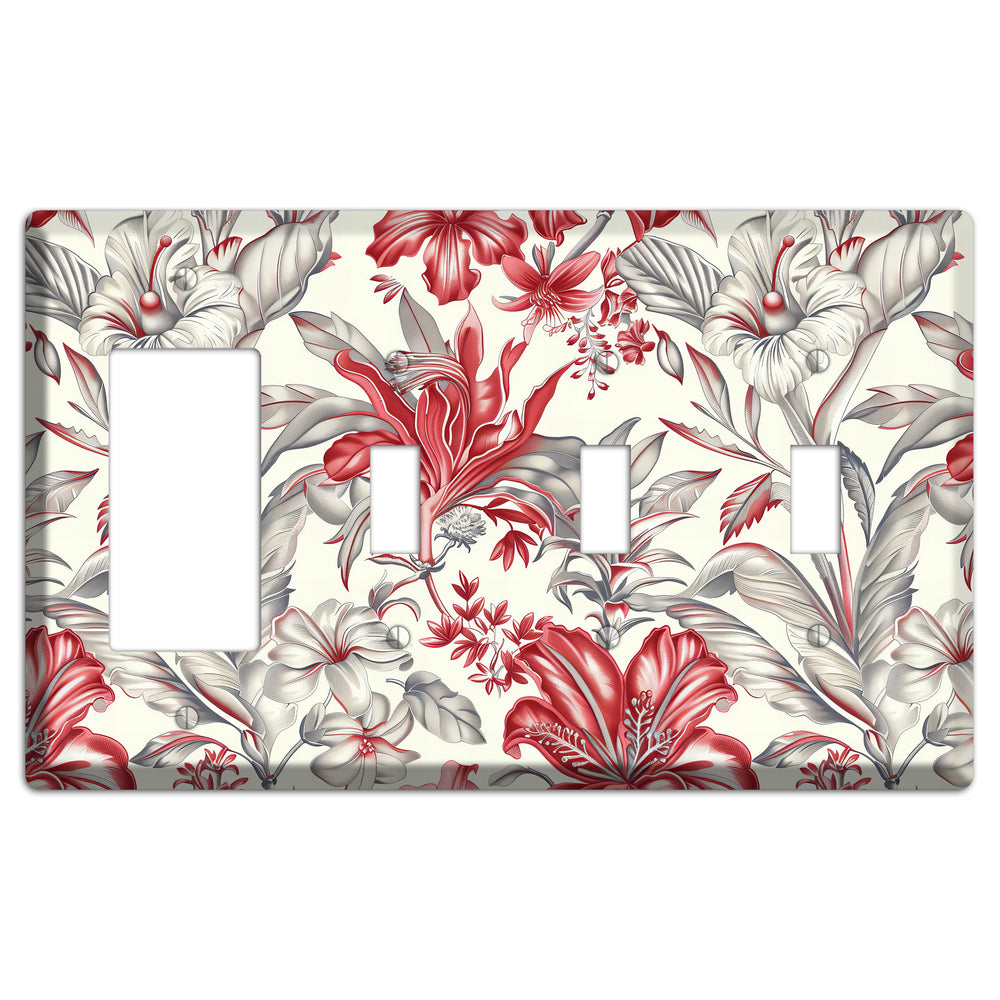 Crimson Botanica Rocker / 3 Toggle Wallplate