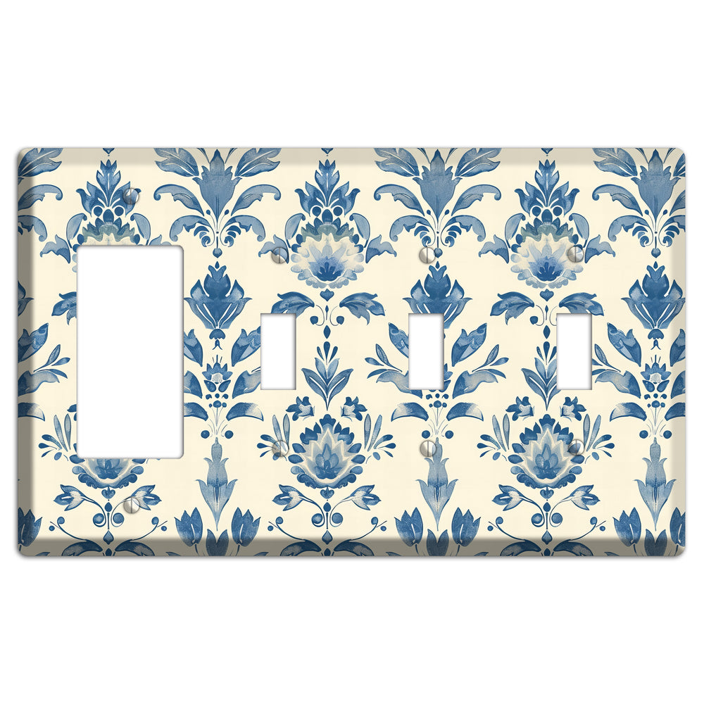 Bloom & Indigo Rocker / 3 Toggle Wallplate