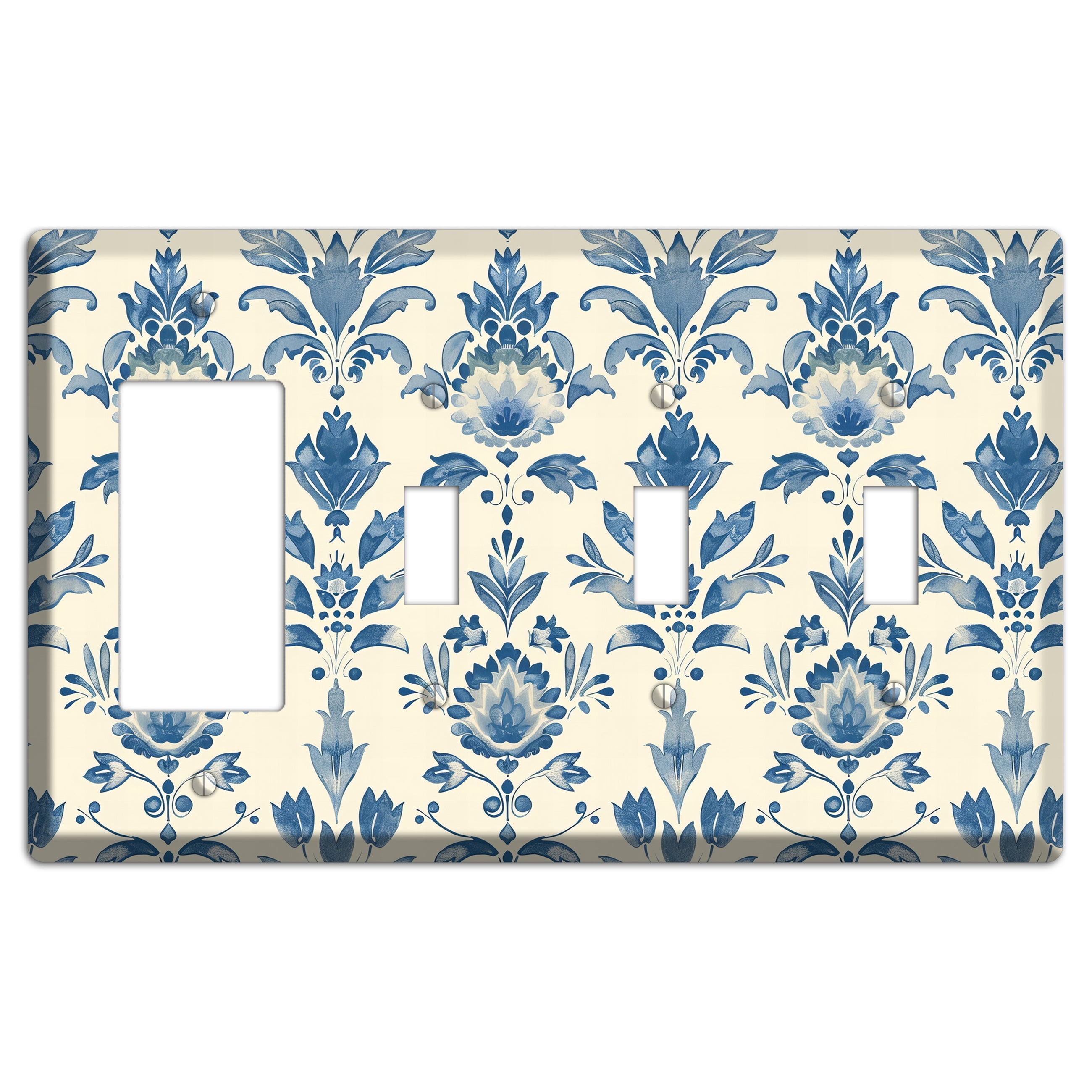 Bloom & Indigo Rocker / 3 Toggle Wallplate