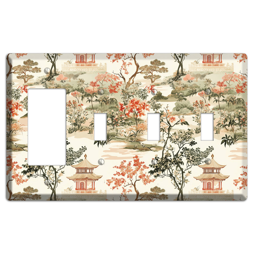 Pavilion & Petal Rocker / 3 Toggle Wallplate