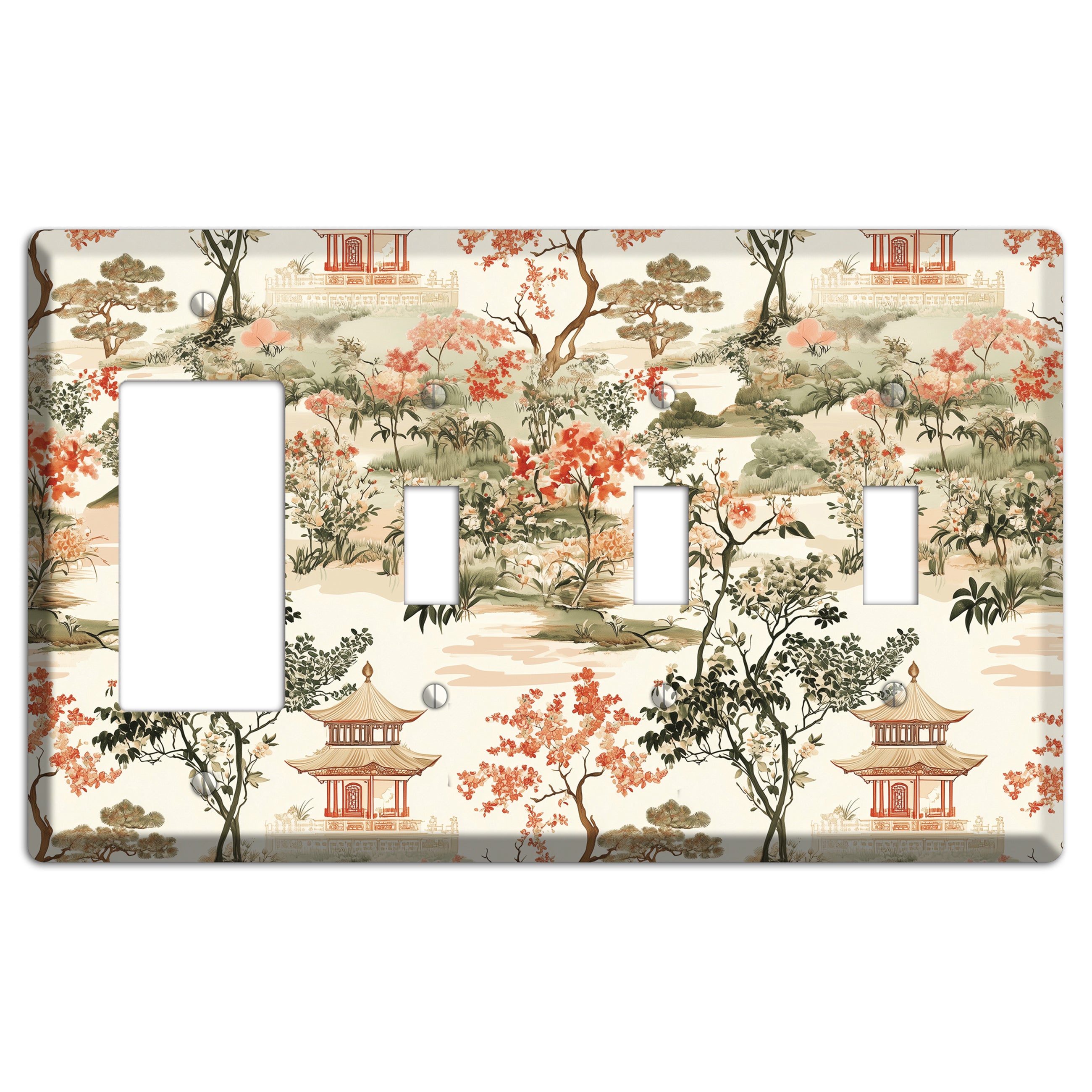 Pavilion & Petal Rocker / 3 Toggle Wallplate