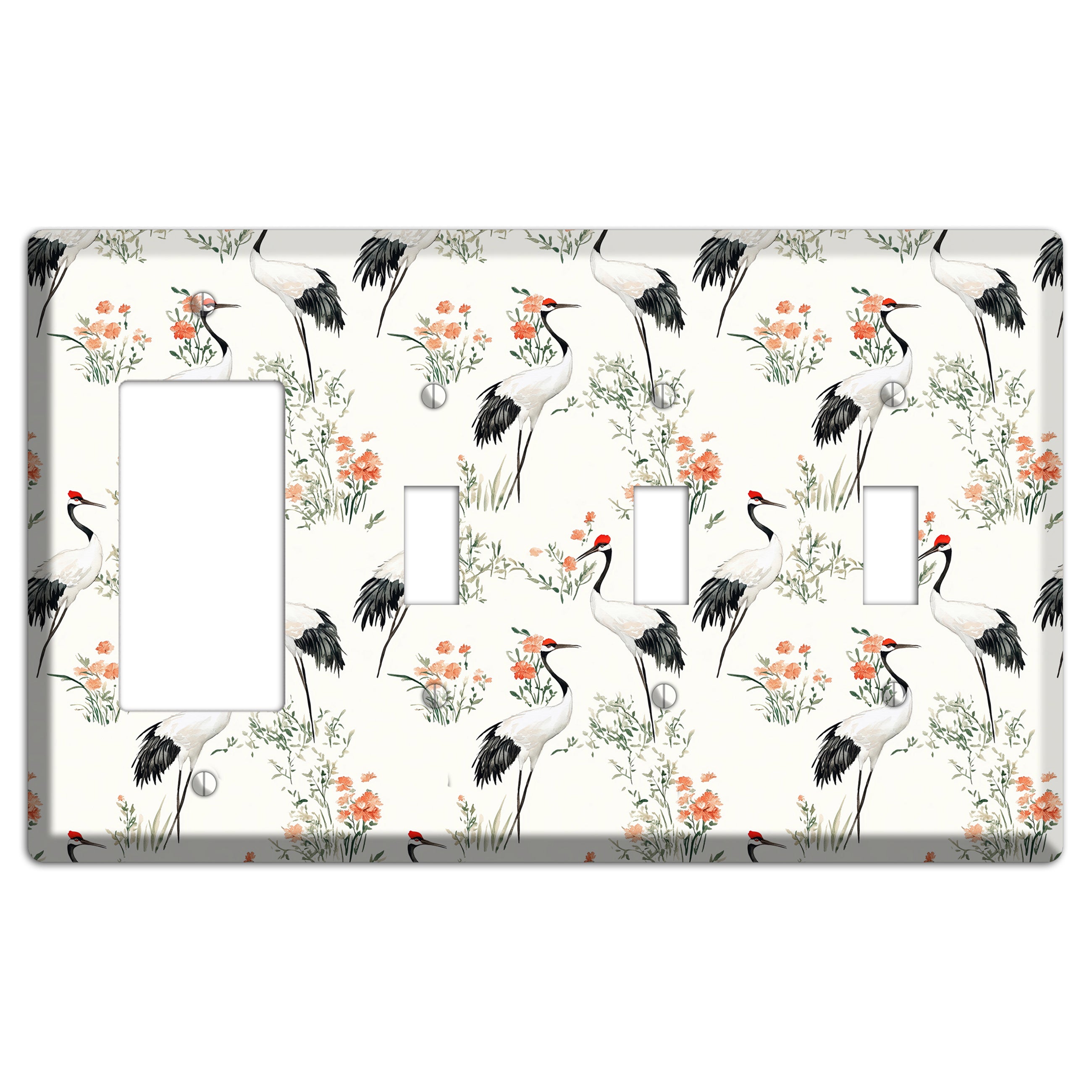 Coral Meadow Flight Rocker / 3 Toggle Wallplate