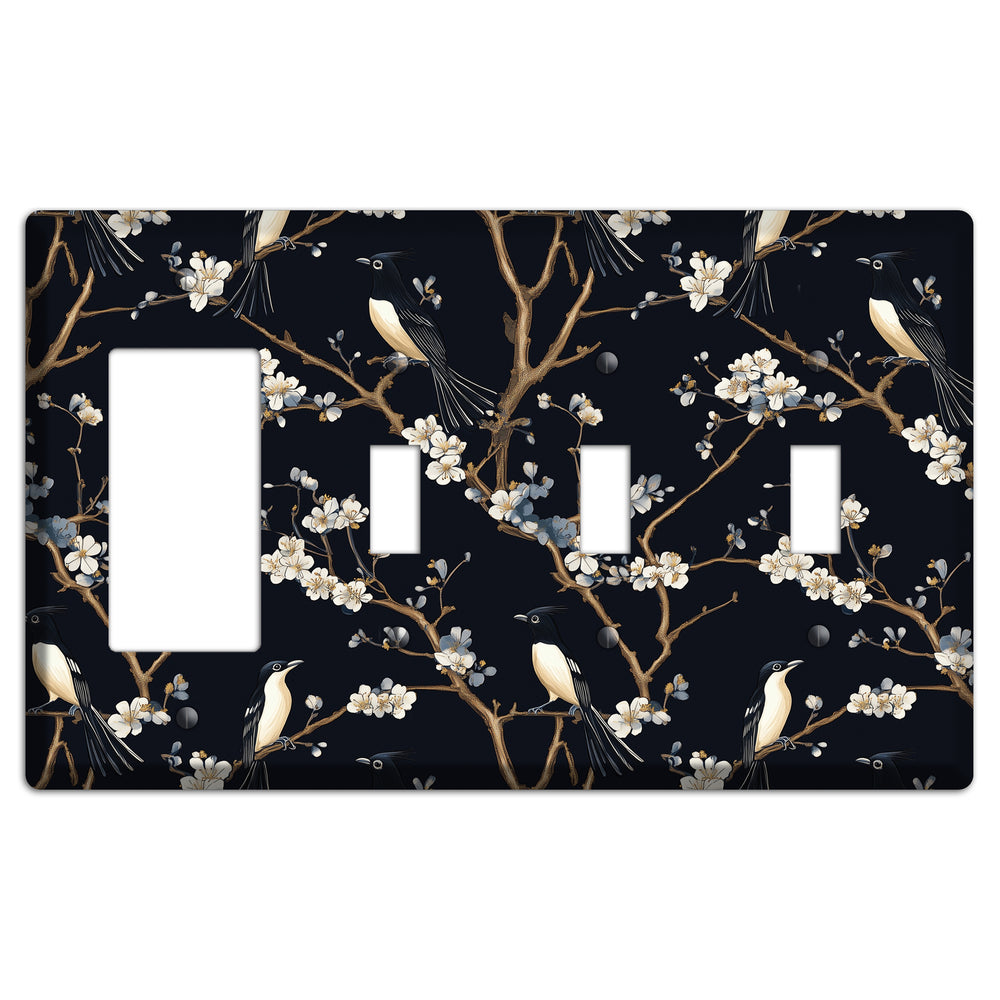 Plum Blossom Vigil Rocker / 3 Toggle Wallplate
