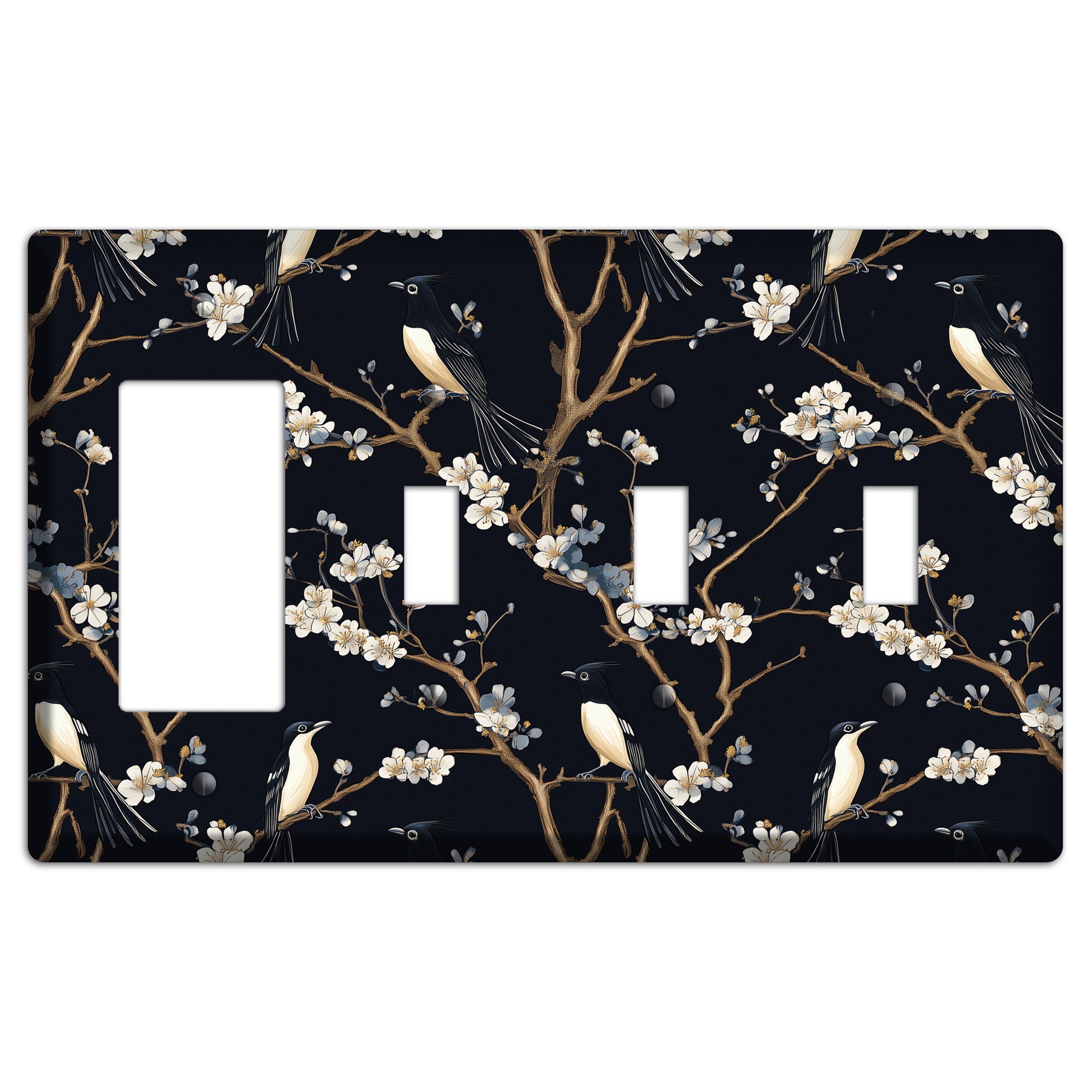 Plum Blossom Vigil Rocker / 3 Toggle Wallplate
