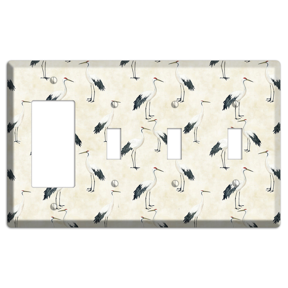 Pearl Crane Garden Rocker / 3 Toggle Wallplate