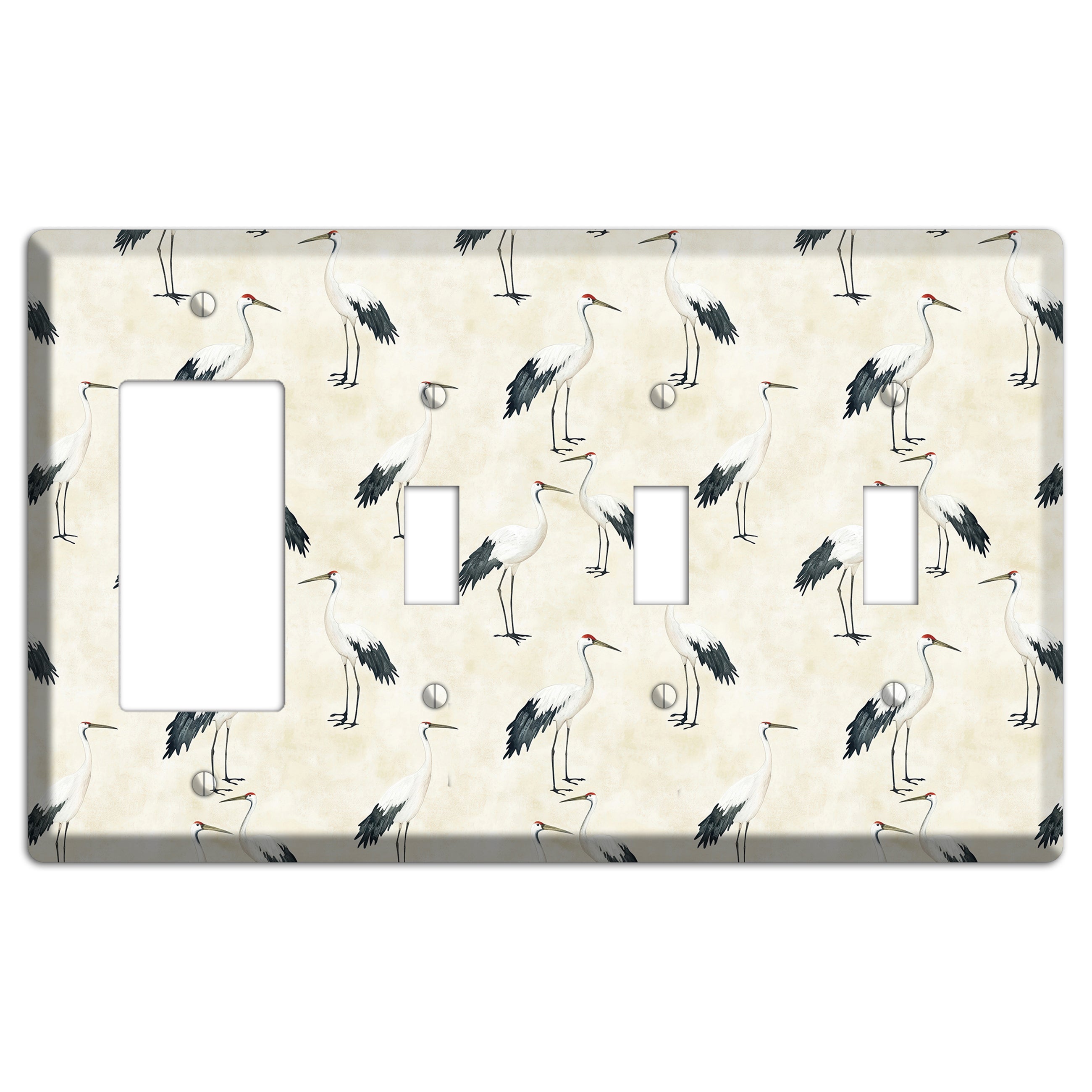 Pearl Crane Garden Rocker / 3 Toggle Wallplate