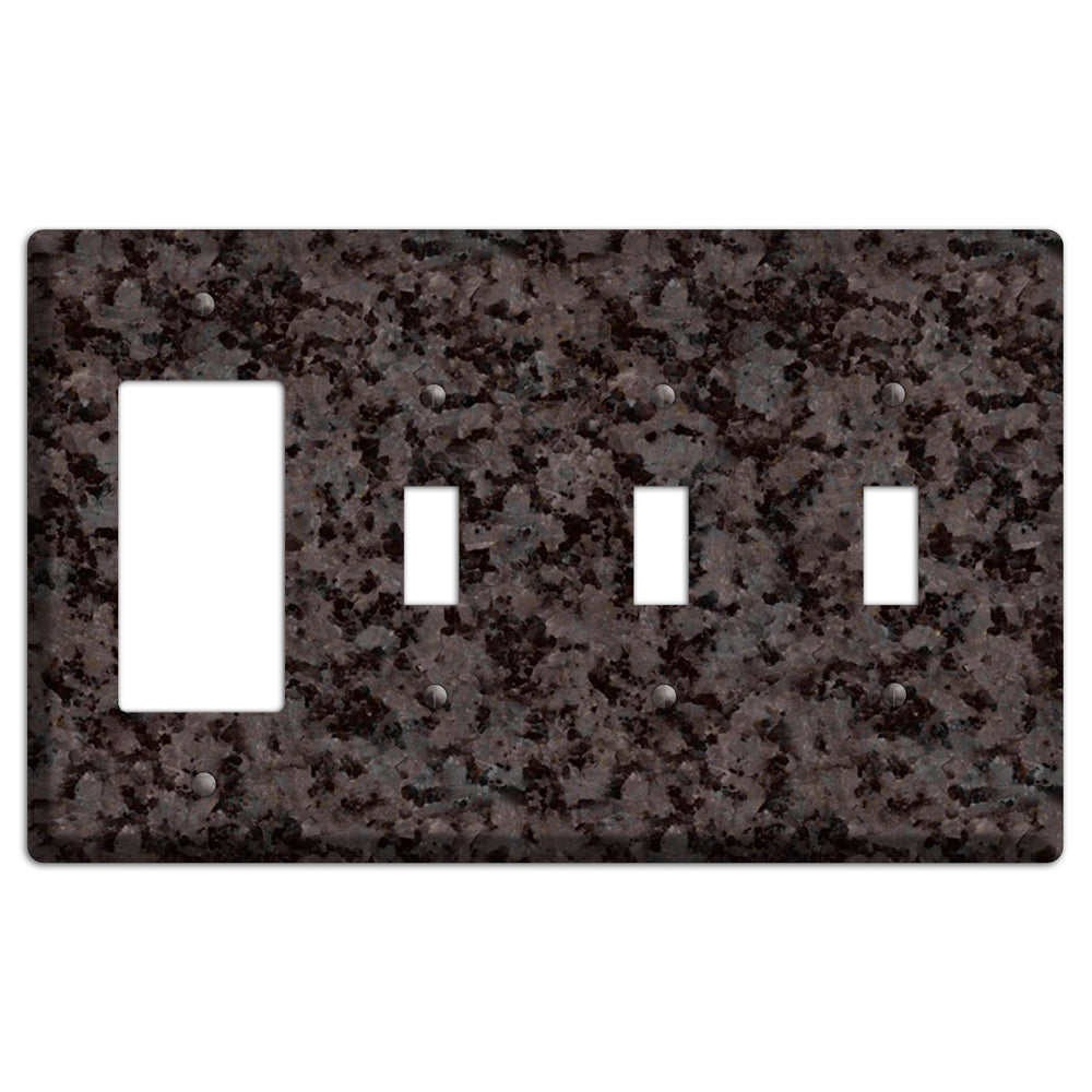 Coffee Brown Granite Rocker / 3 Toggle Wallplate