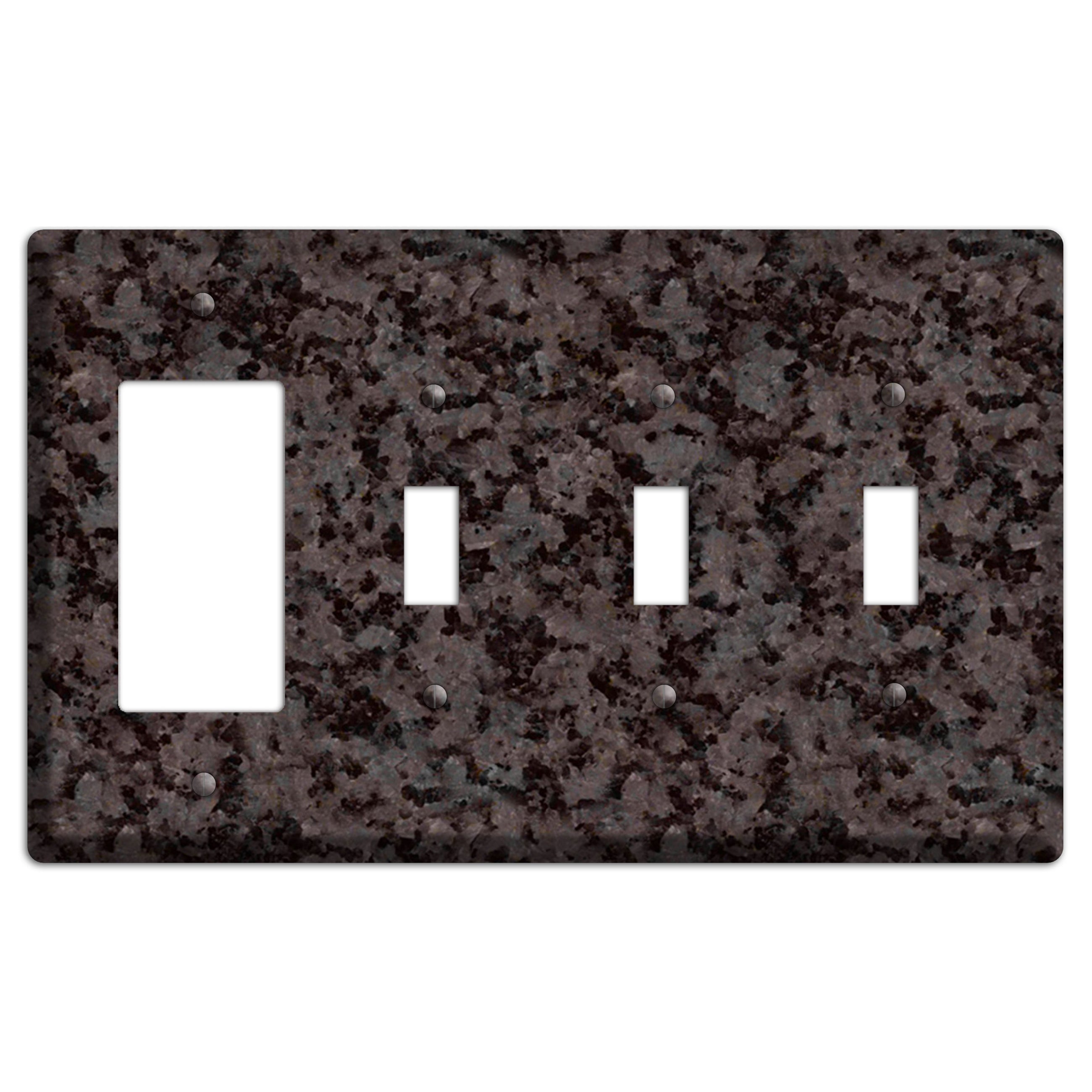Coffee Brown Granite Rocker / 3 Toggle Wallplate