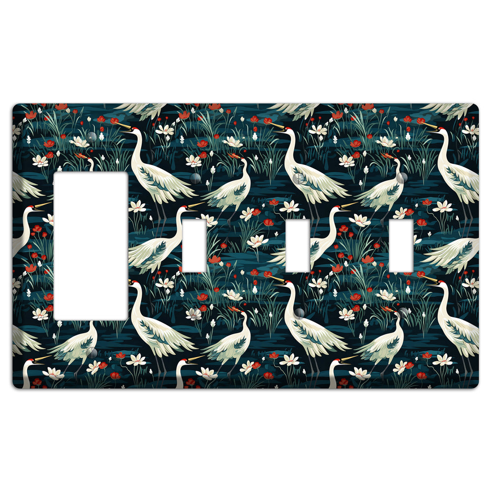 Midnight Lotus Marsh Rocker / 3 Toggle Wallplate