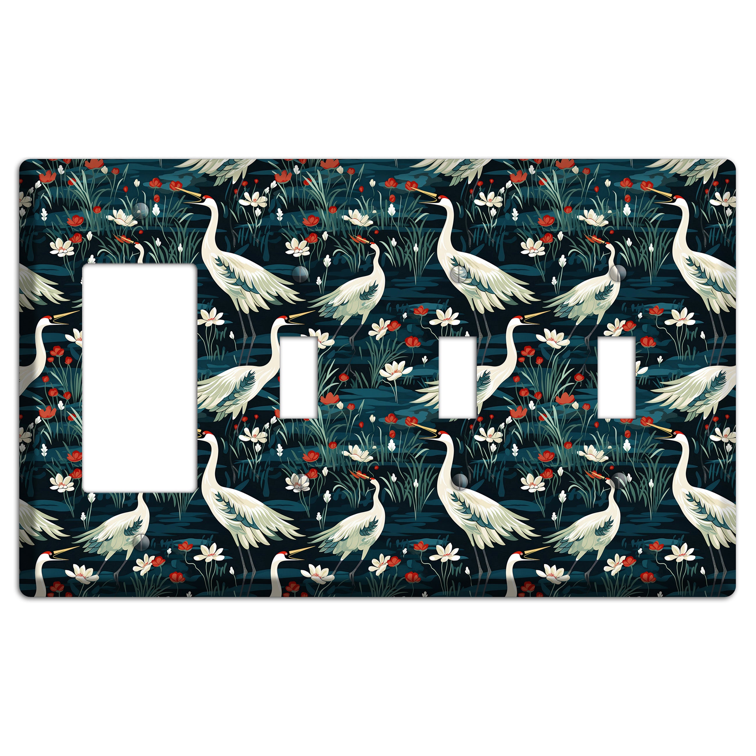 Midnight Lotus Marsh Rocker / 3 Toggle Wallplate
