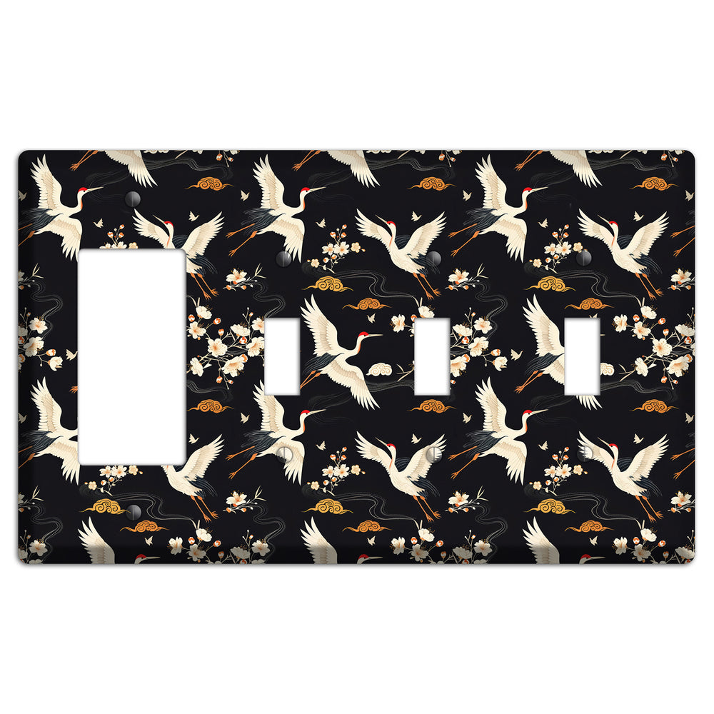 Obsidian Crane Nocturne Rocker / 3 Toggle Wallplate