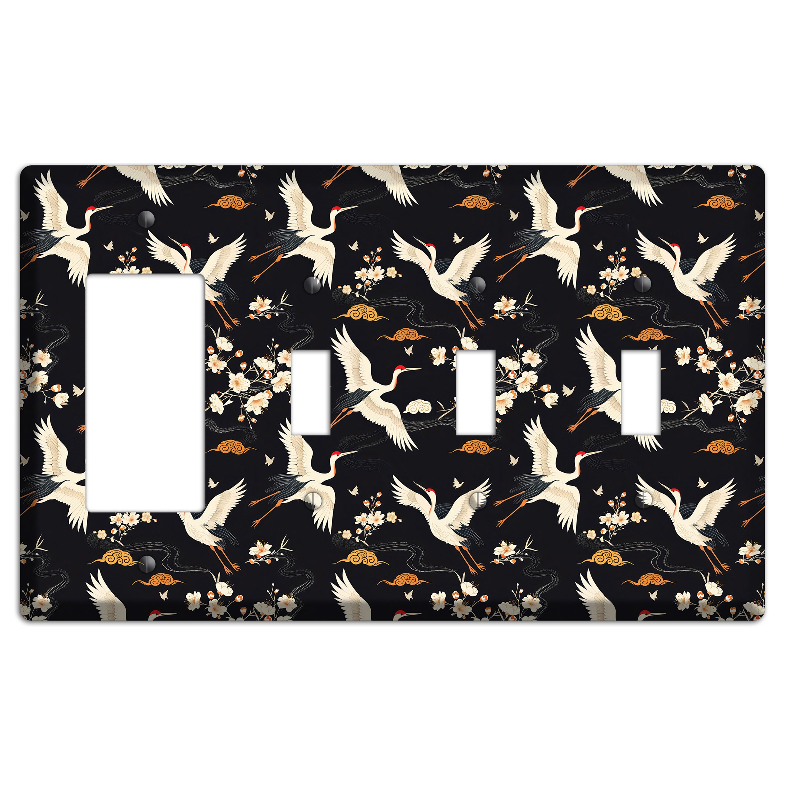 Obsidian Crane Nocturne Rocker / 3 Toggle Wallplate