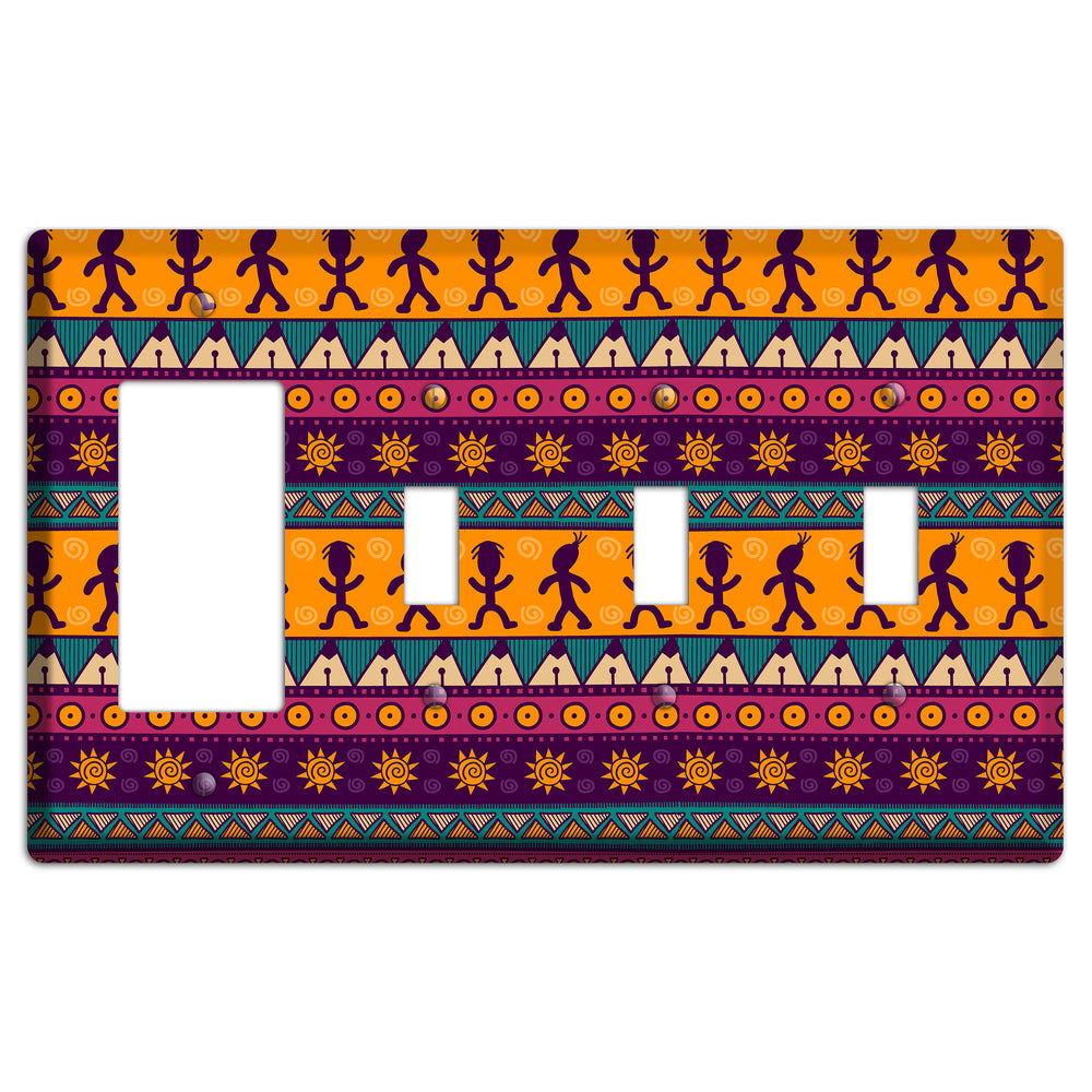 Tribal Rhythm Rocker / 3 Toggle Wallplate