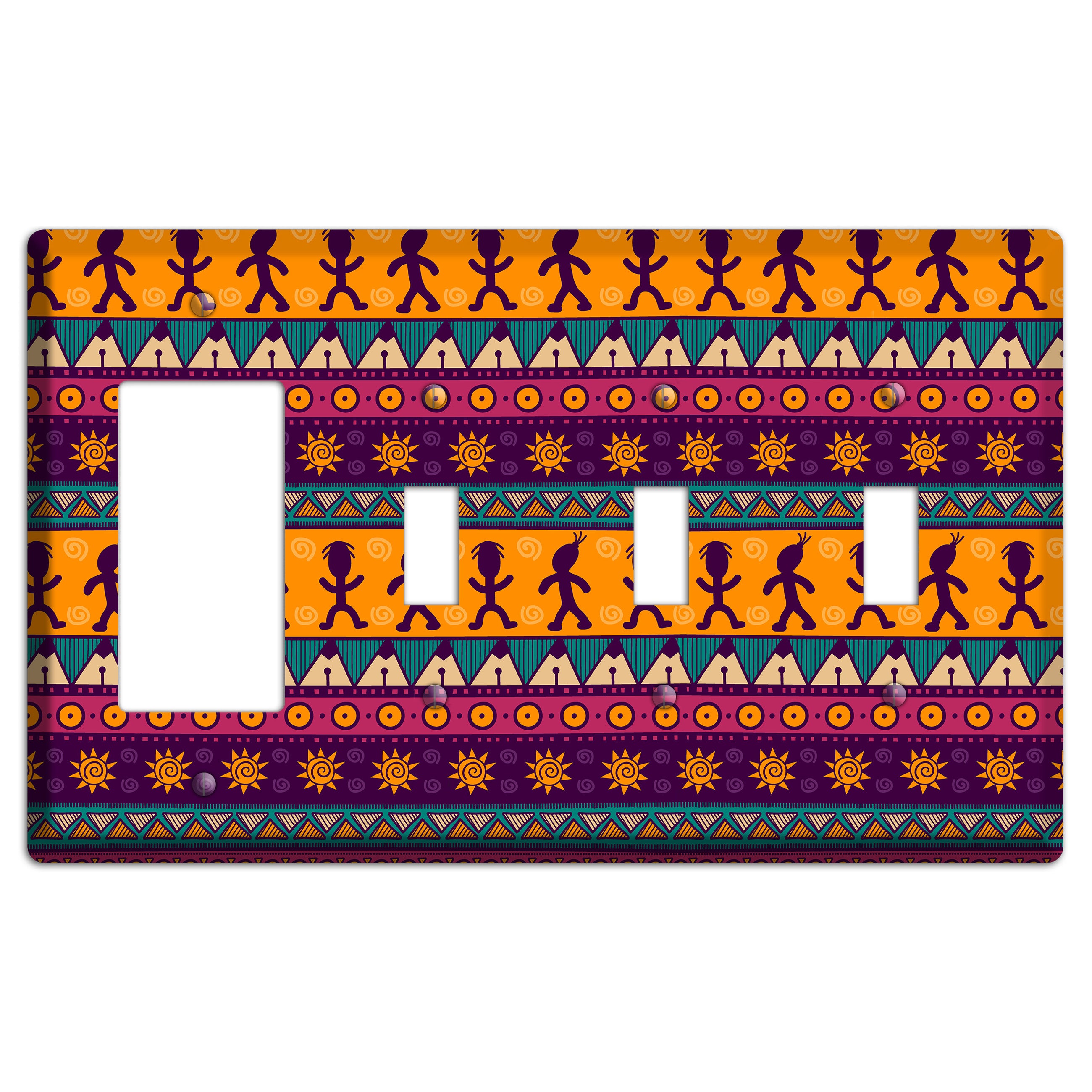 Tribal Rhythm Rocker / 3 Toggle Wallplate