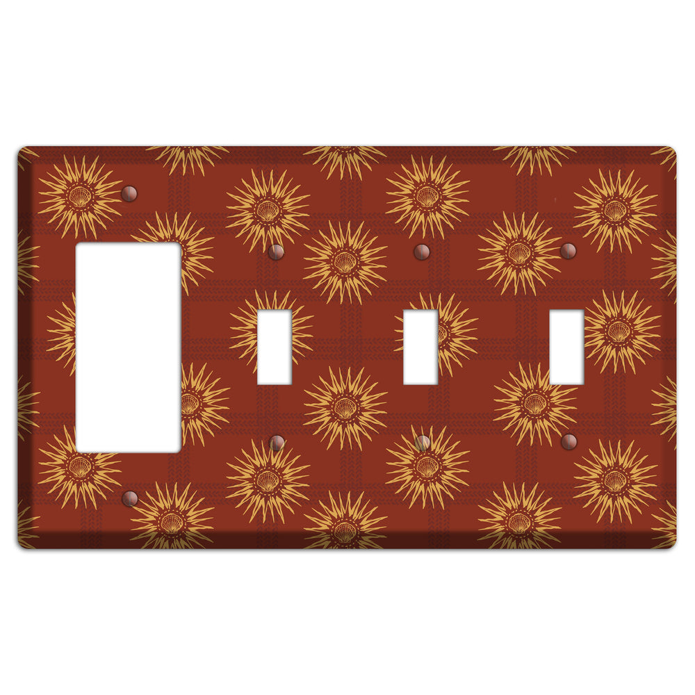 Russet Sun Plaid Rocker / 3 Toggle Wallplate